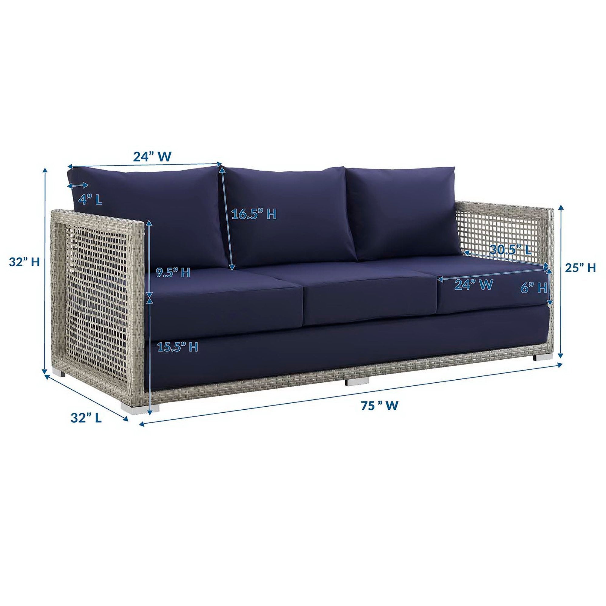 Modway Aura Outdoor Patio Wicker Rattan Sofa