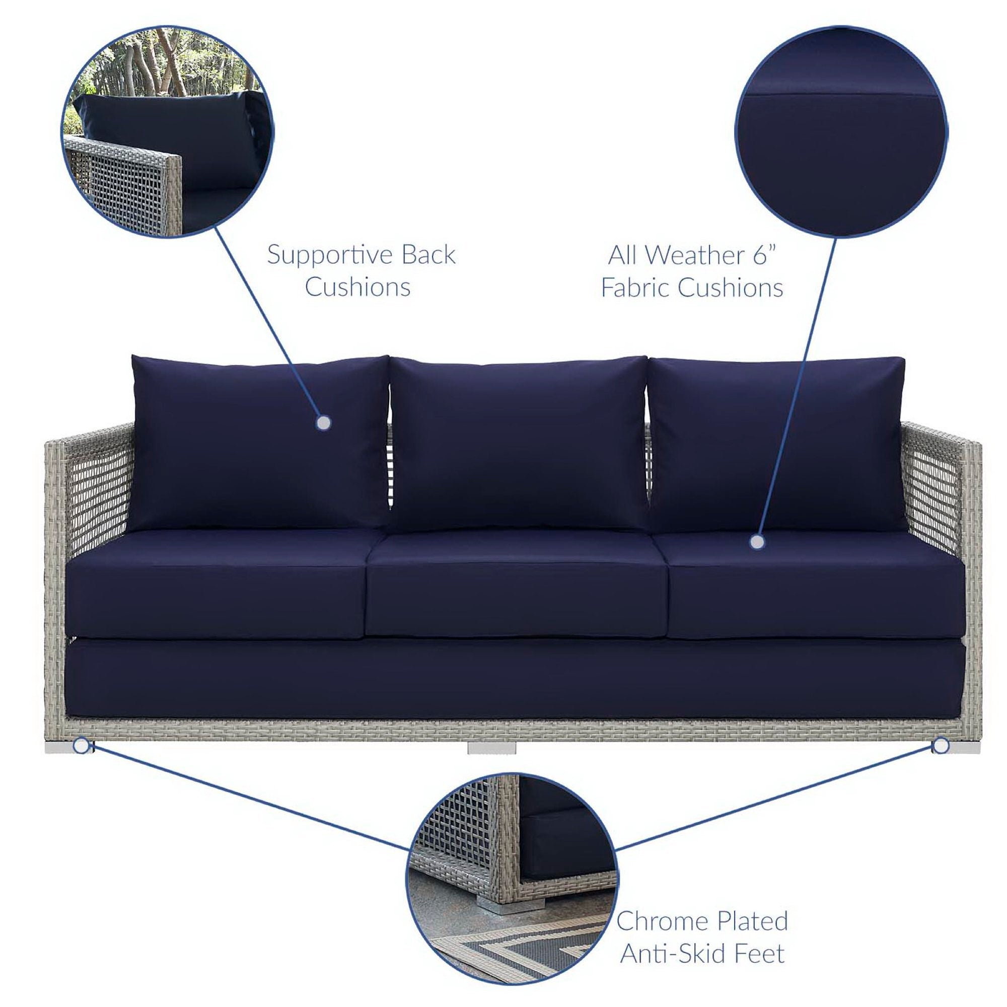 Modway Aura Outdoor Patio Wicker Rattan Sofa