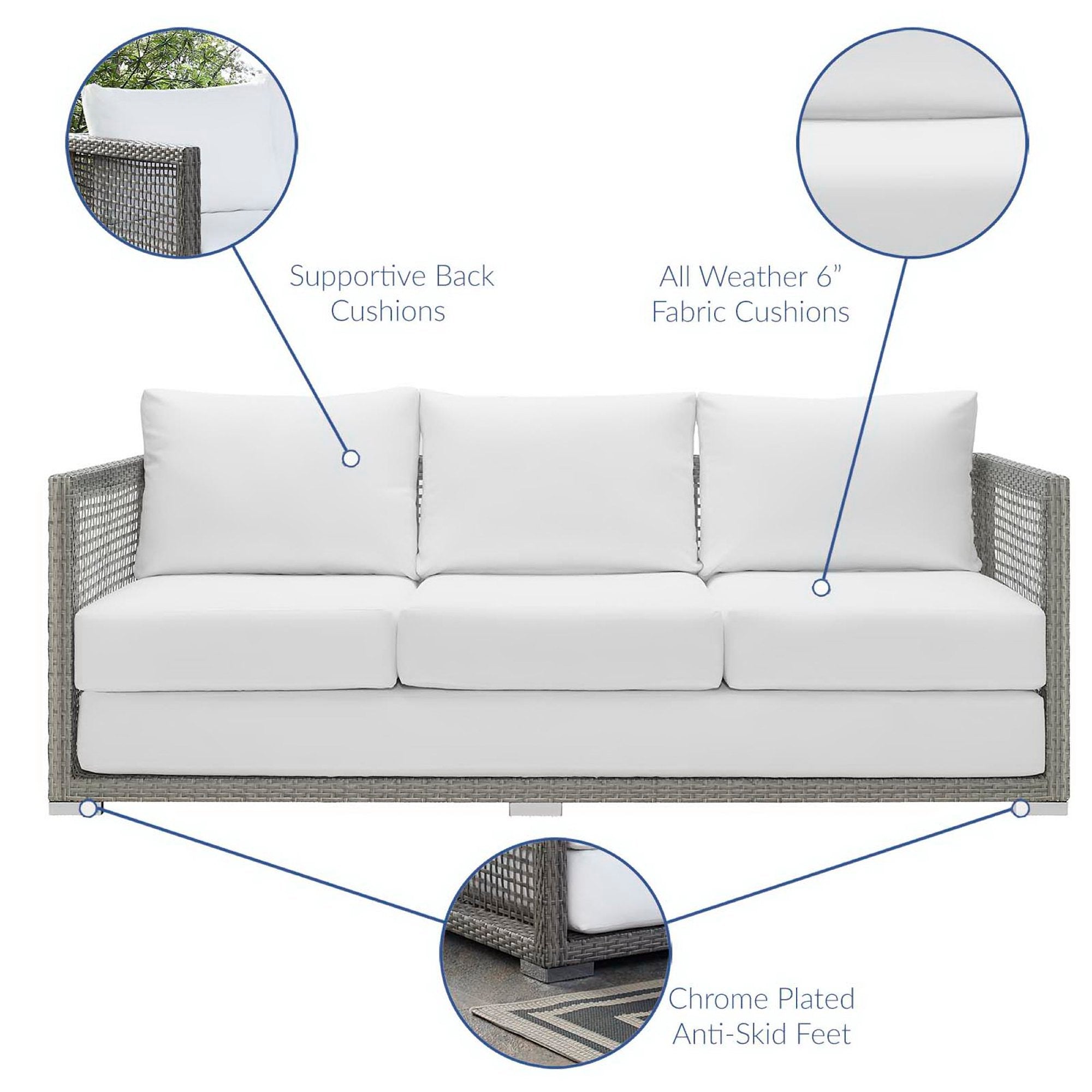 Modway Aura Outdoor Patio Wicker Rattan Sofa