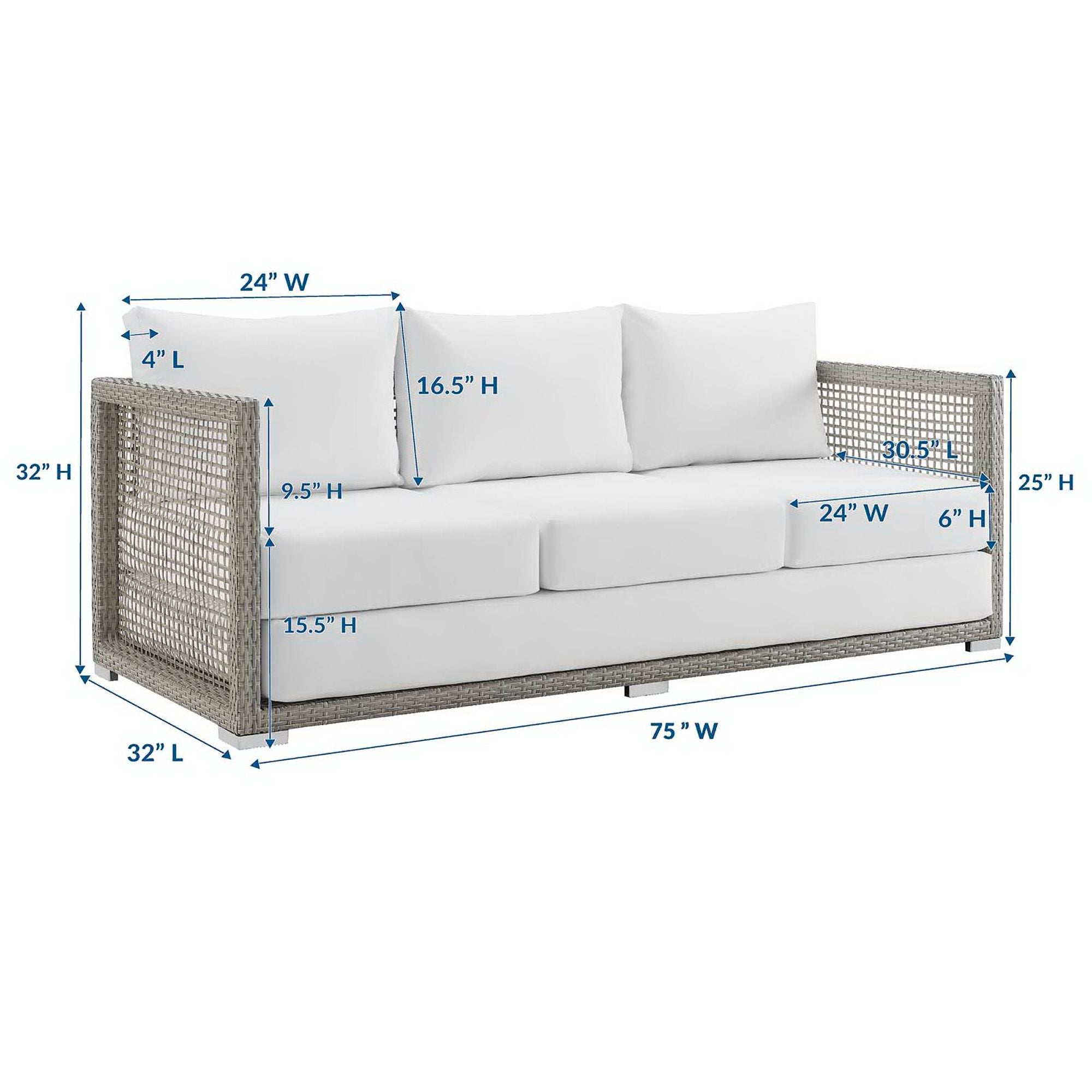 Modway Aura Outdoor Patio Wicker Rattan Sofa