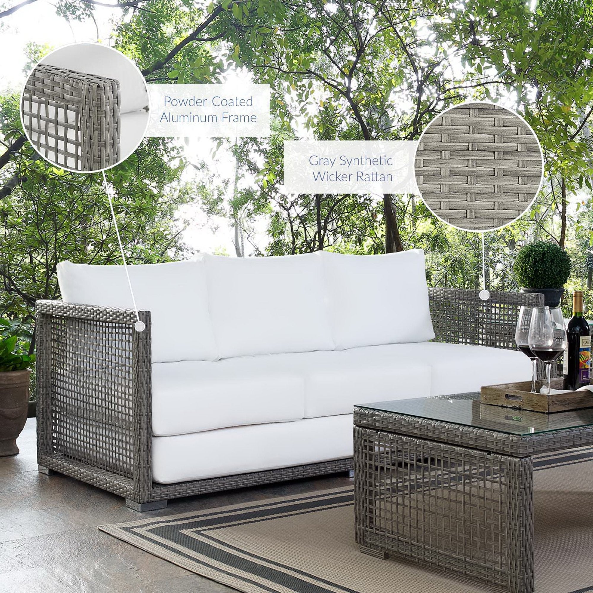 Modway Aura Outdoor Patio Wicker Rattan Sofa