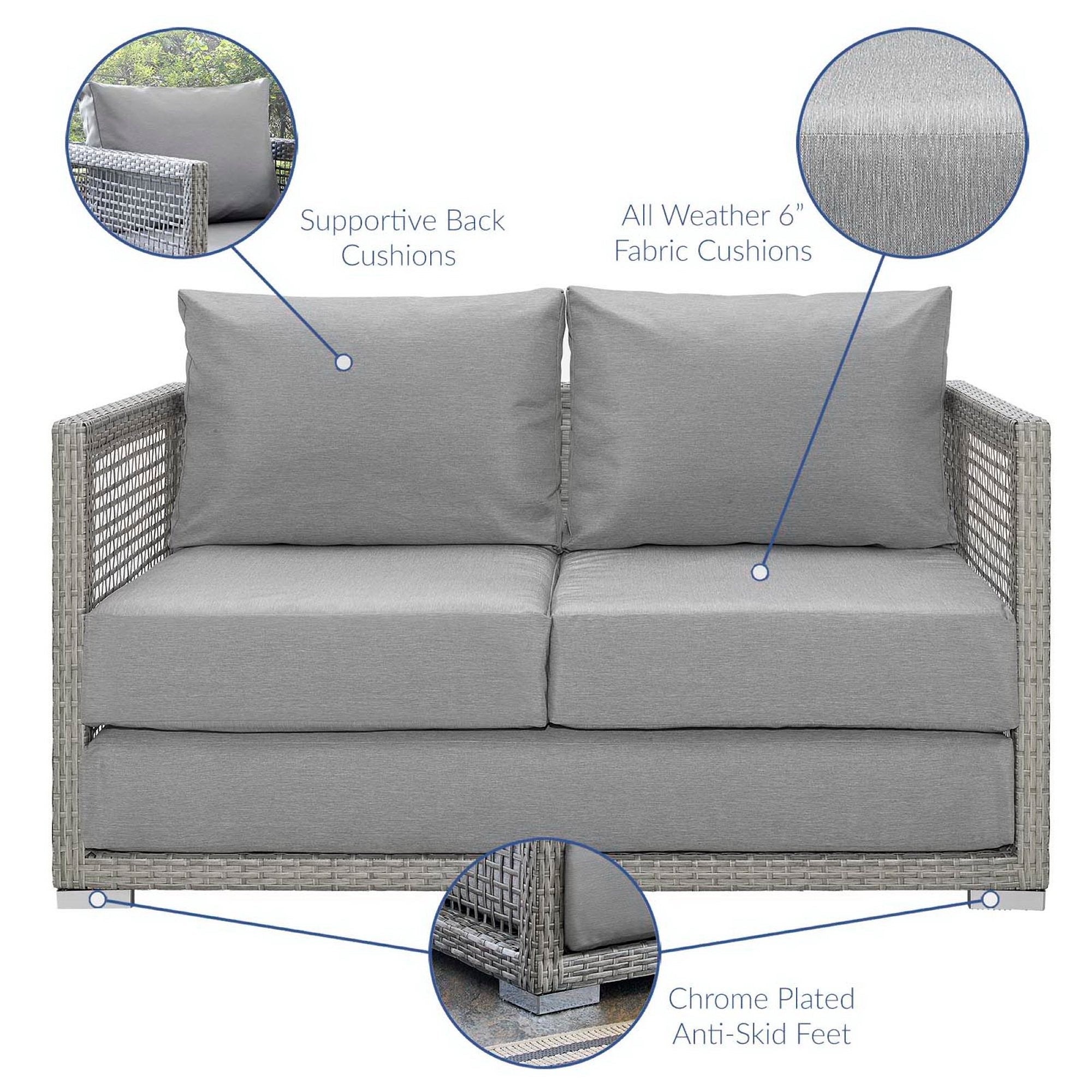 Modway Aura Outdoor Patio Wicker Rattan Loveseat