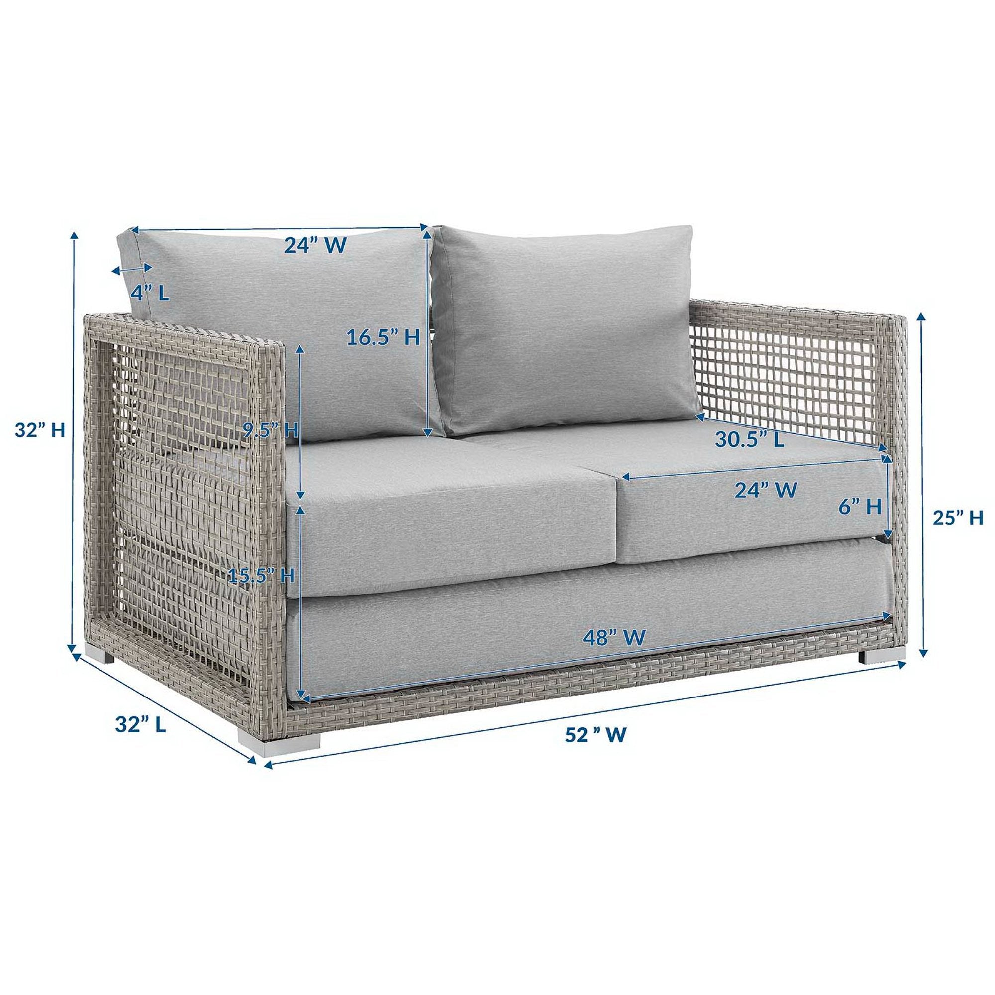Modway Aura Outdoor Patio Wicker Rattan Loveseat