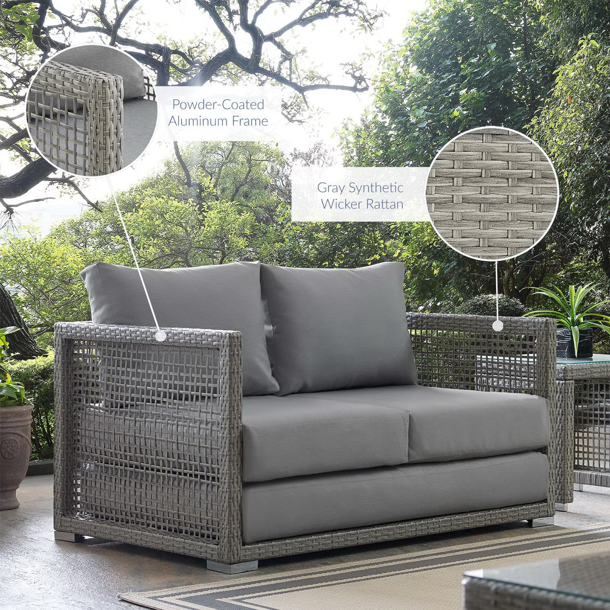 Modway Aura Outdoor Patio Wicker Rattan Loveseat