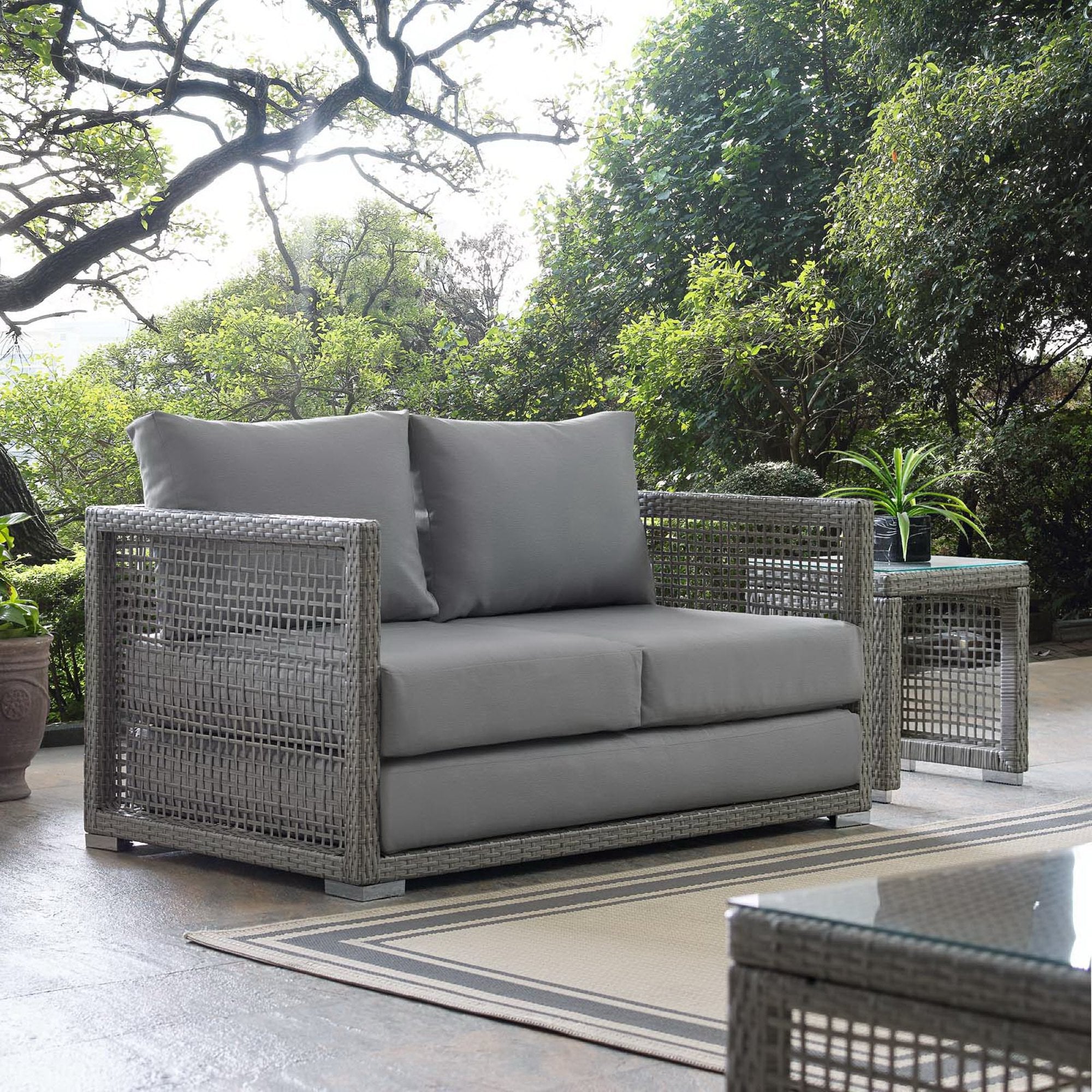 Modway Aura Outdoor Patio Wicker Rattan Loveseat