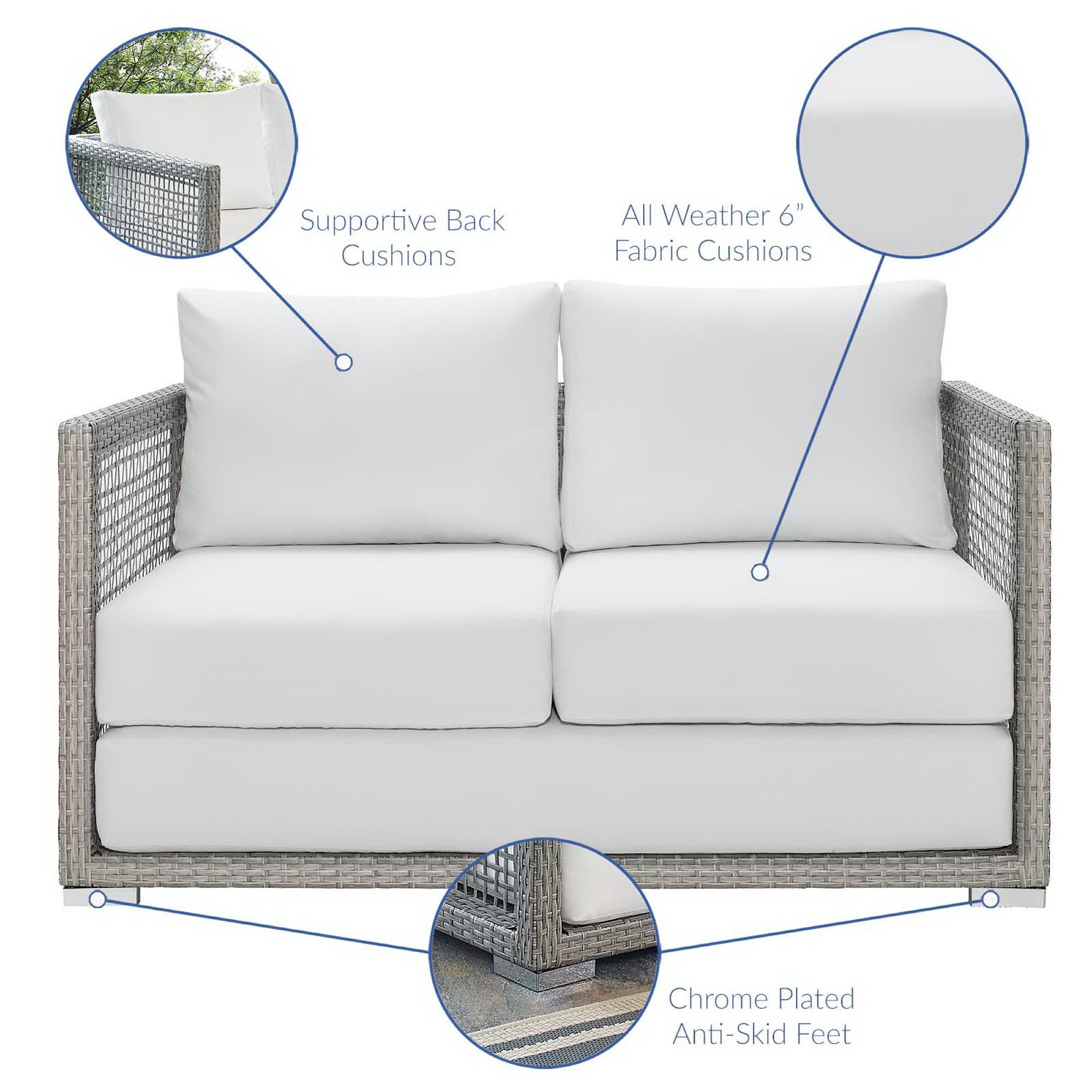 Modway Aura Outdoor Patio Wicker Rattan Loveseat