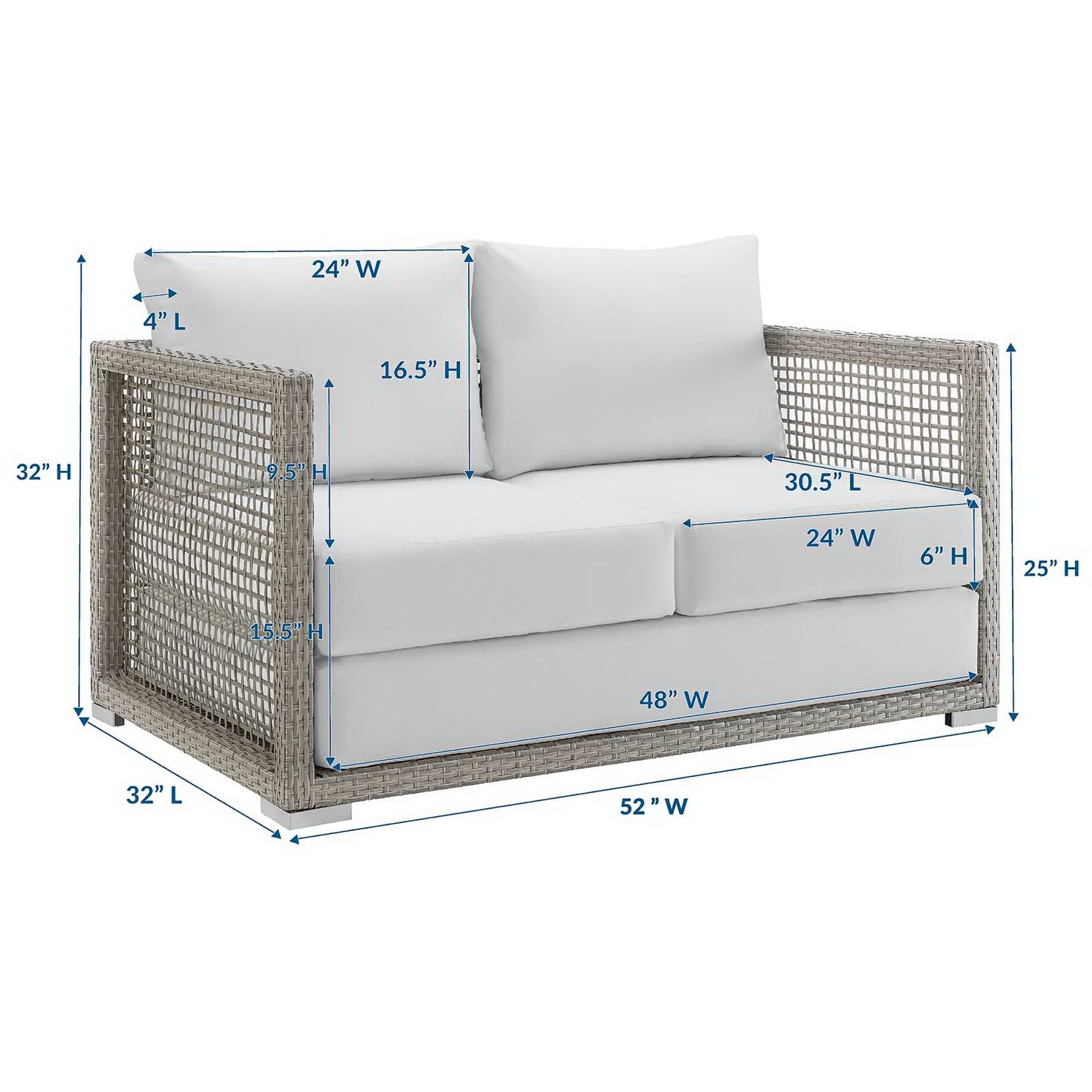 Modway Aura Outdoor Patio Wicker Rattan Loveseat