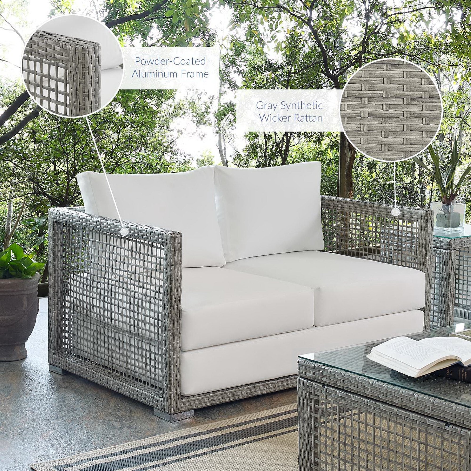 Modway Aura Outdoor Patio Wicker Rattan Loveseat
