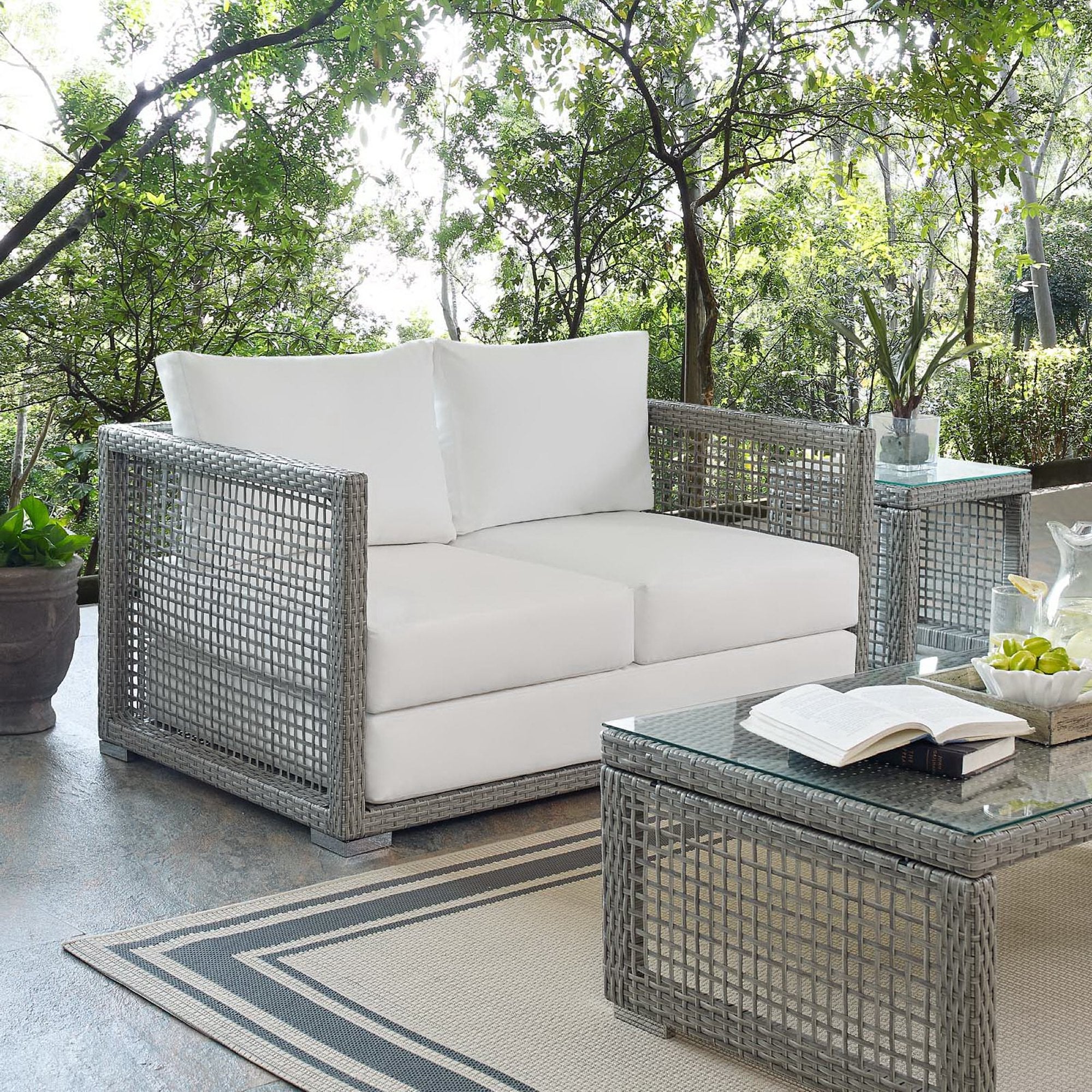 Modway Aura Outdoor Patio Wicker Rattan Loveseat