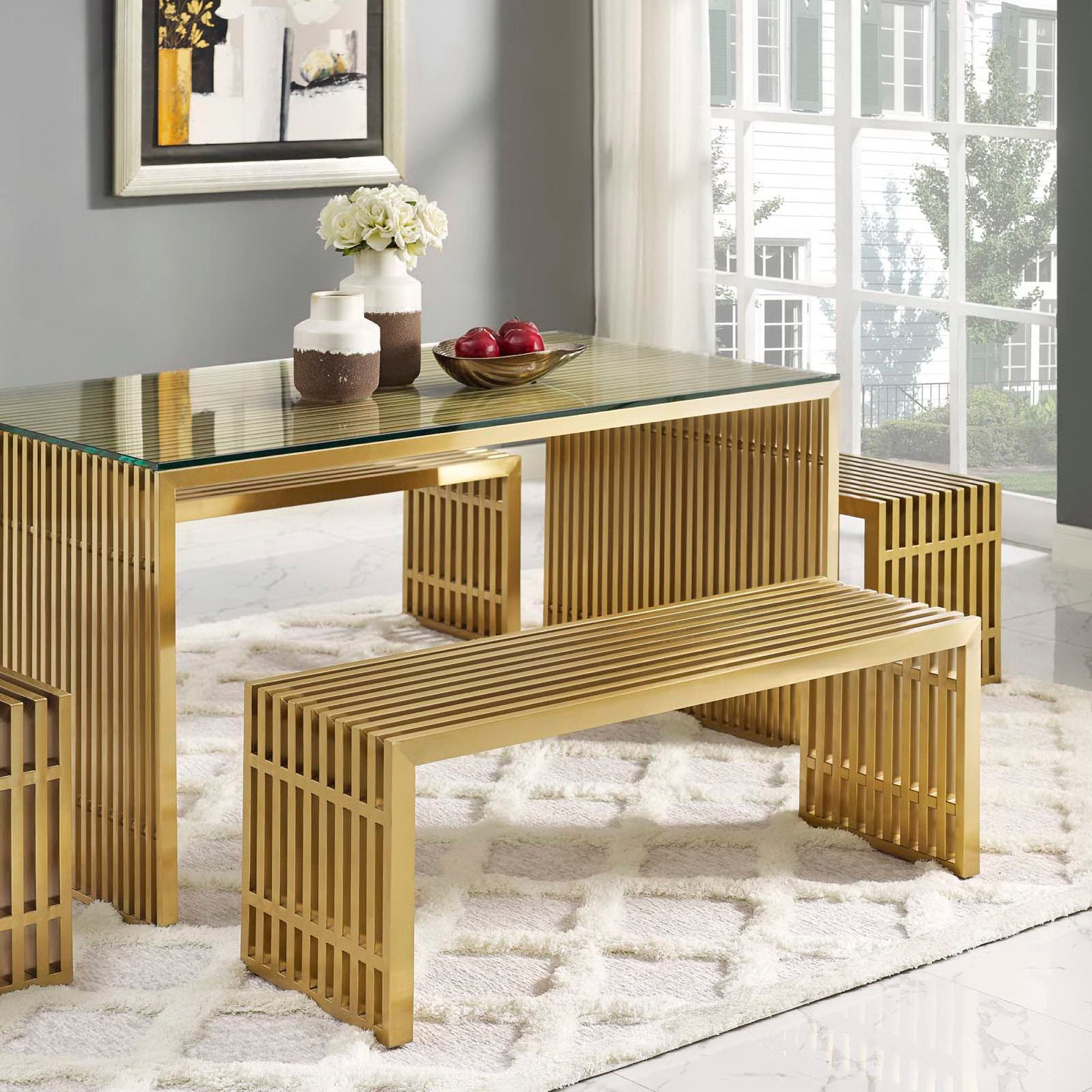 Modway Gridiron Medium Stainless Steel Bench