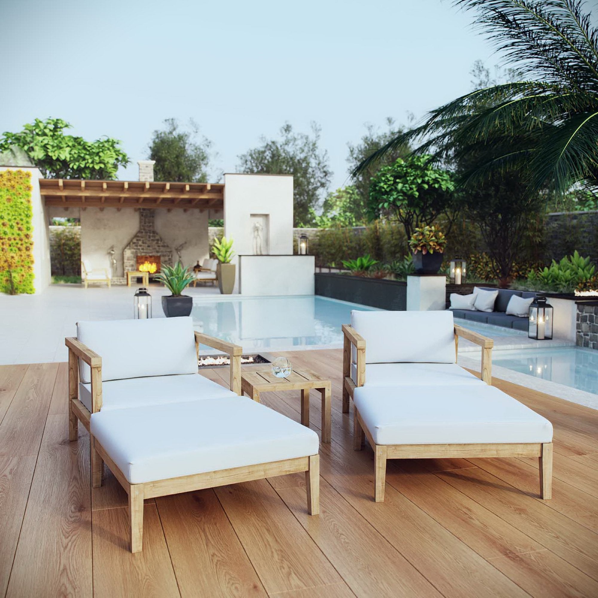 Modway Bayport 5 Piece Outdoor Patio Teak Set