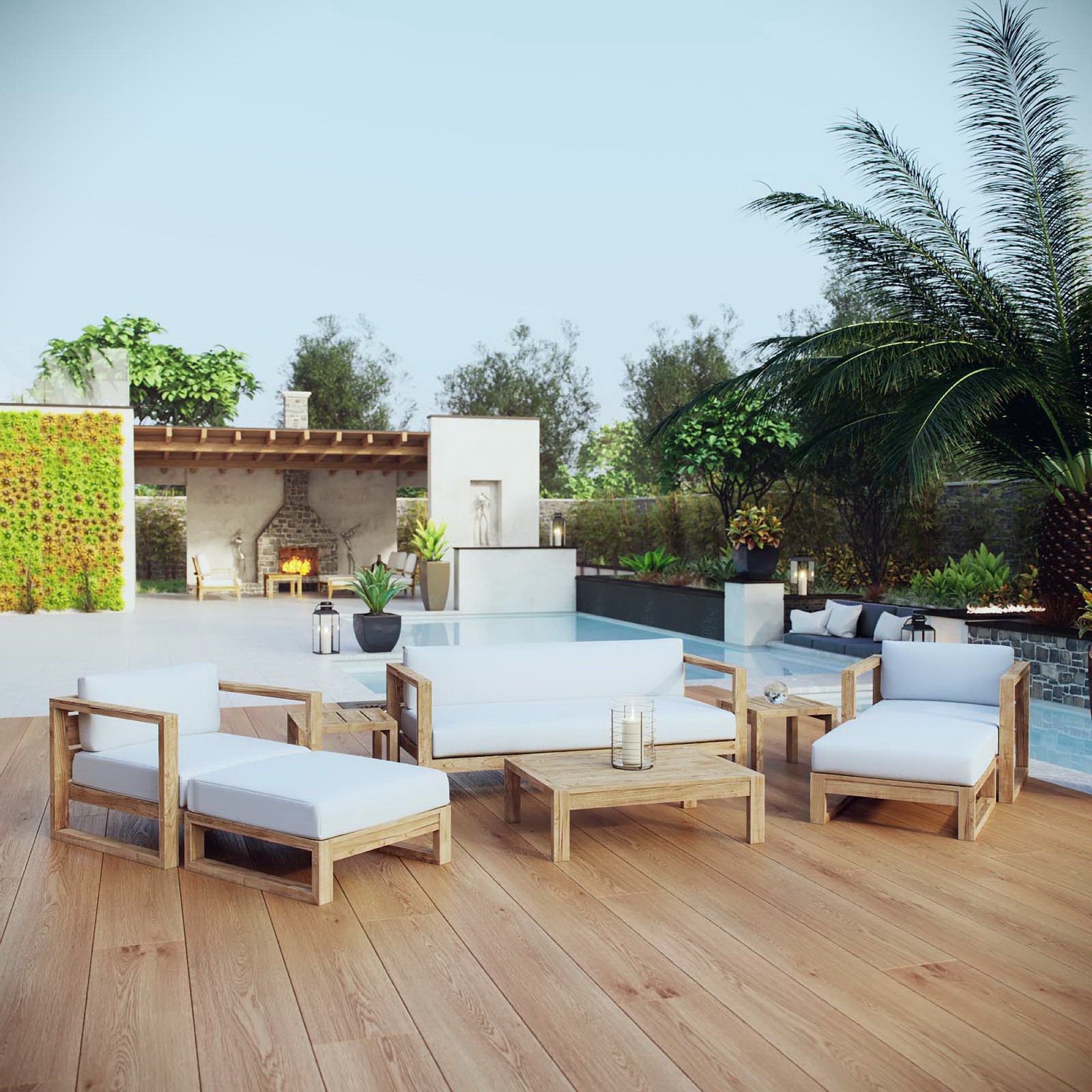 Modway Upland 8 Piece Outdoor Patio Teak Set