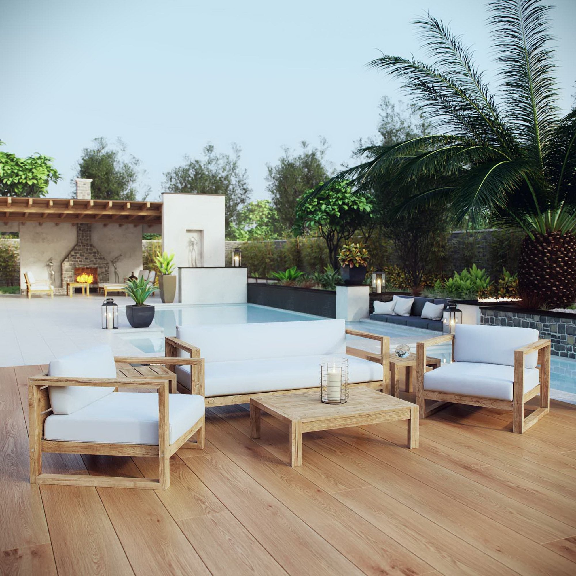 Modway Upland 6 Piece Outdoor Patio Teak Set