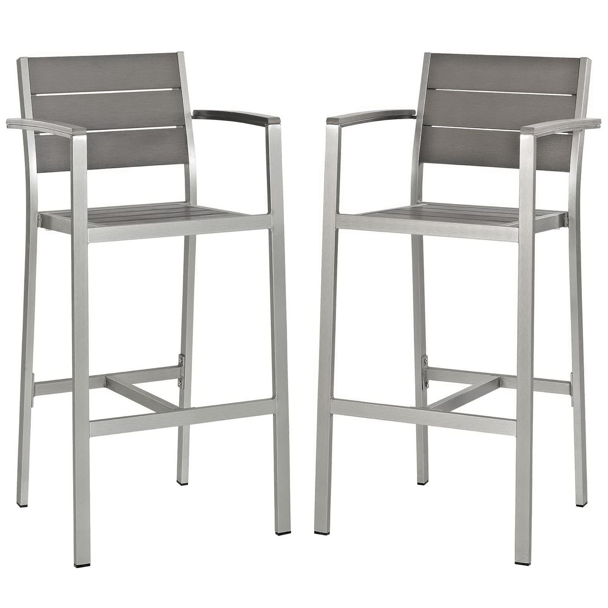 Modway Shore Outdoor Patio Aluminum Bar Stool Set of 2
