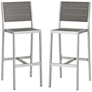 Modway Shore Outdoor Patio Aluminum Armless Bar Stool Set of 2