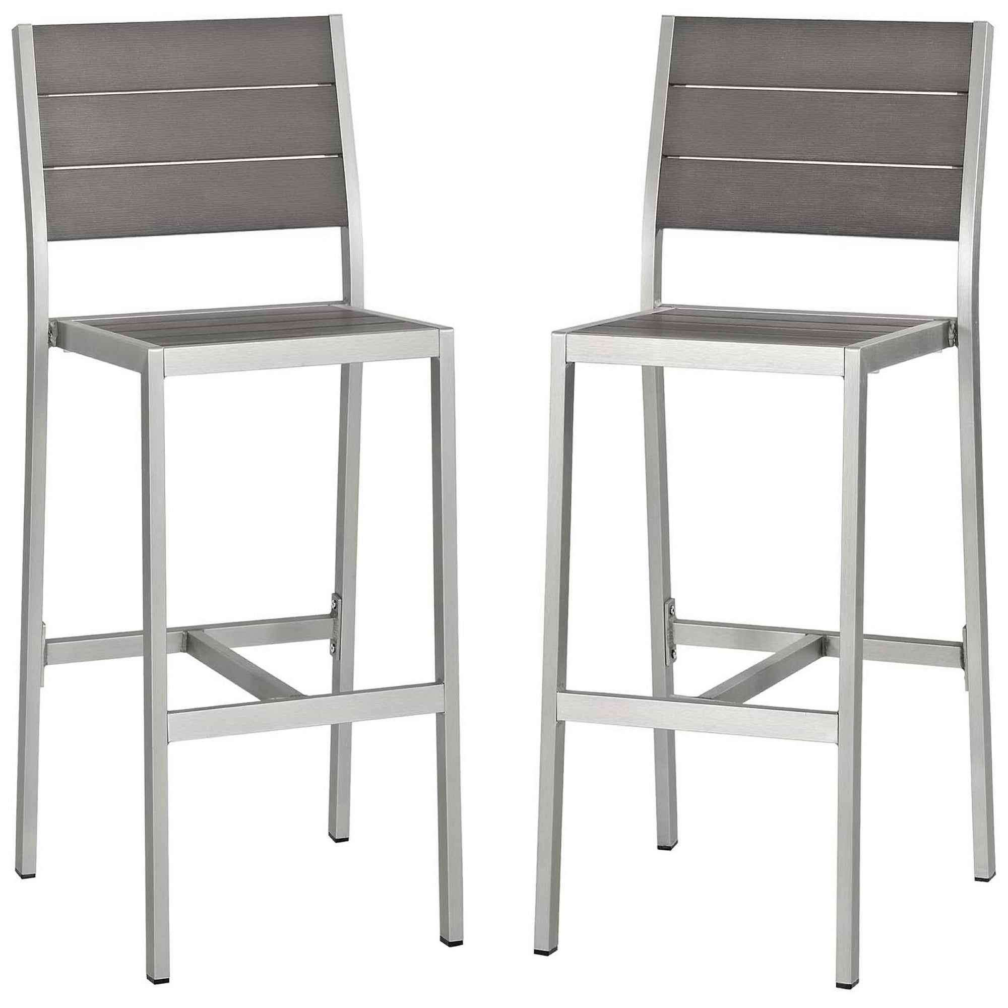 Modway Shore Outdoor Patio Aluminum Armless Bar Stool Set of 2