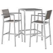 Modway Shore 3 Piece Outdoor Patio Aluminum Pub Set