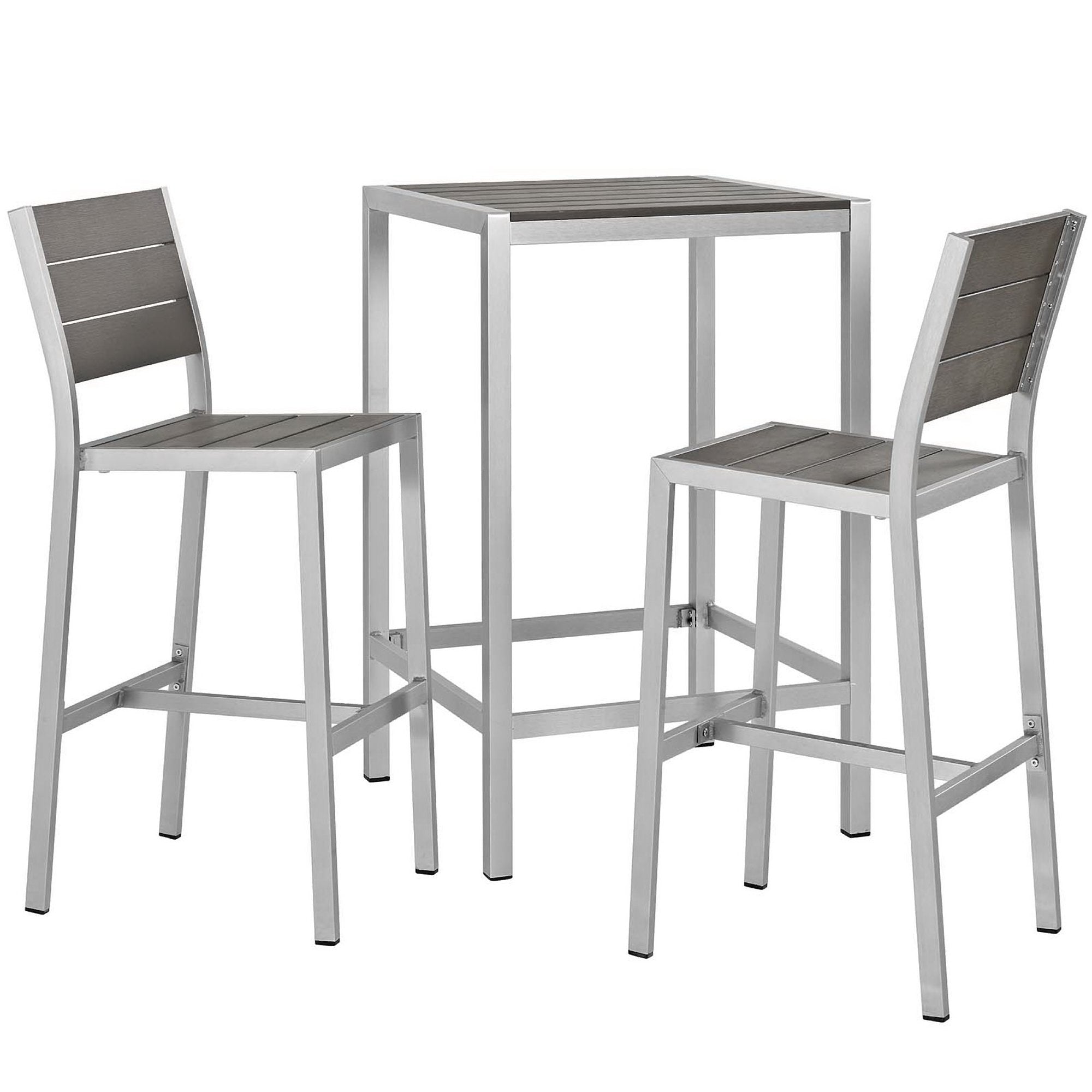Modway Shore 3 Piece Outdoor Patio Aluminum Pub Set