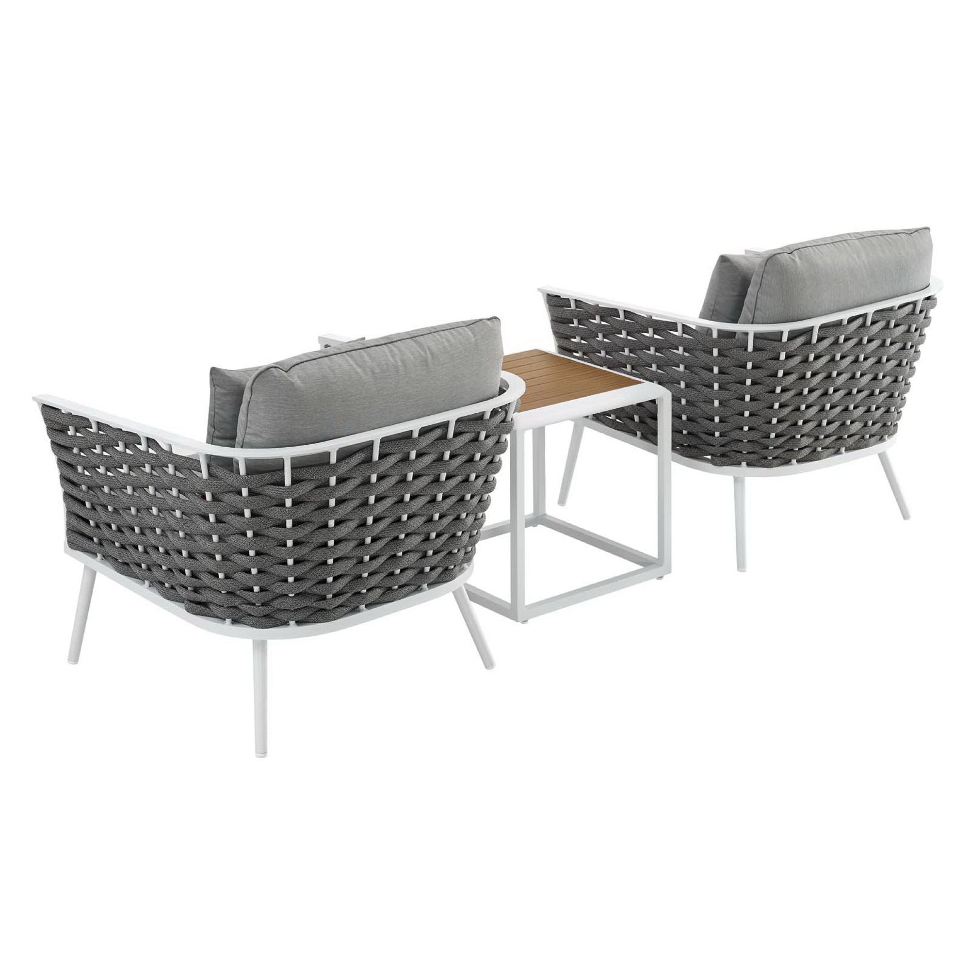 Modway Stance 3 Piece Outdoor Patio Aluminum Sectional Sofa Set