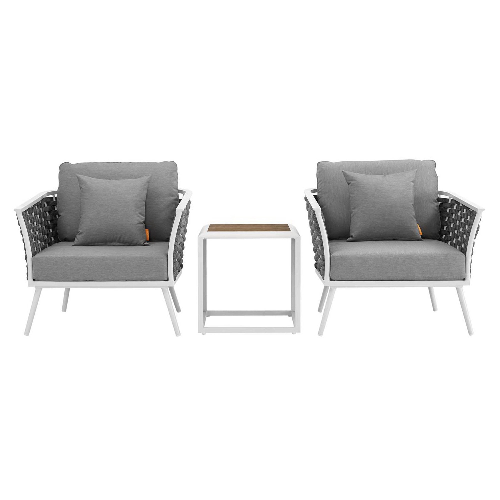 Modway Stance 3 Piece Outdoor Patio Aluminum Sectional Sofa Set