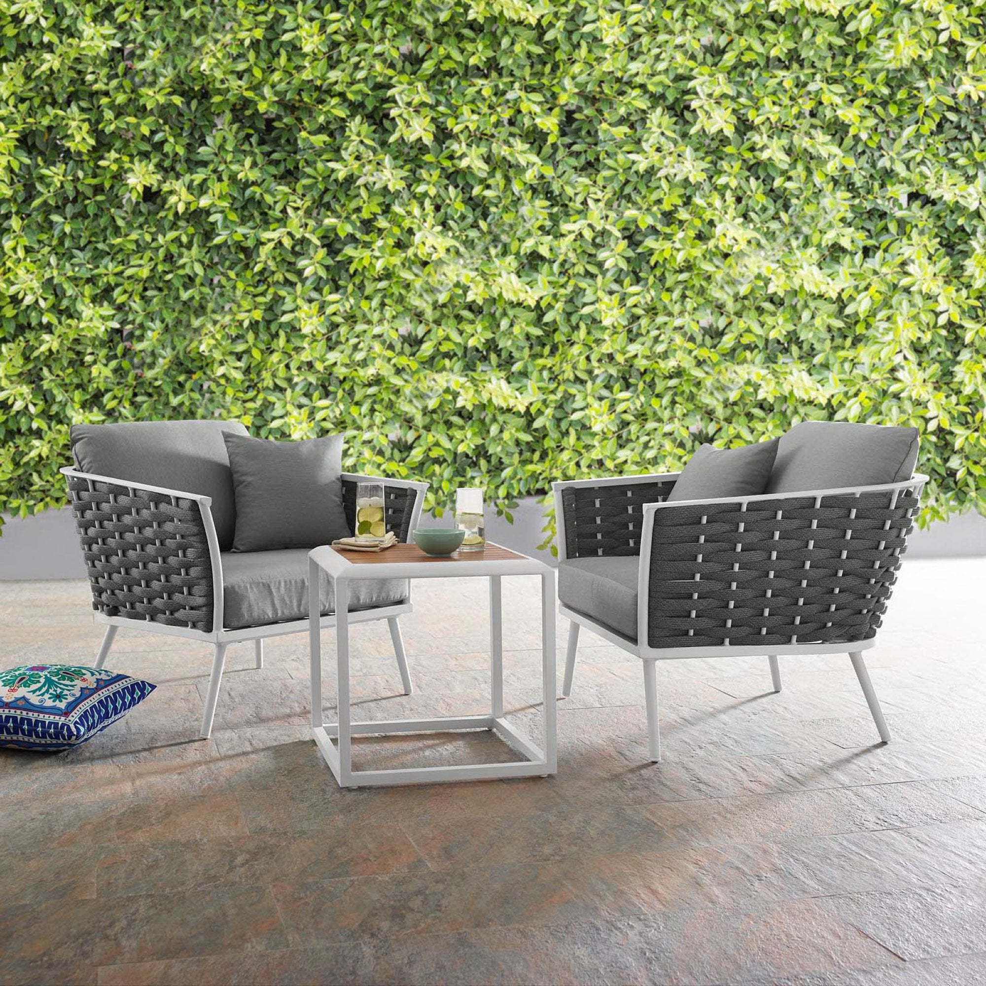 Modway Stance 3 Piece Outdoor Patio Aluminum Sectional Sofa Set
