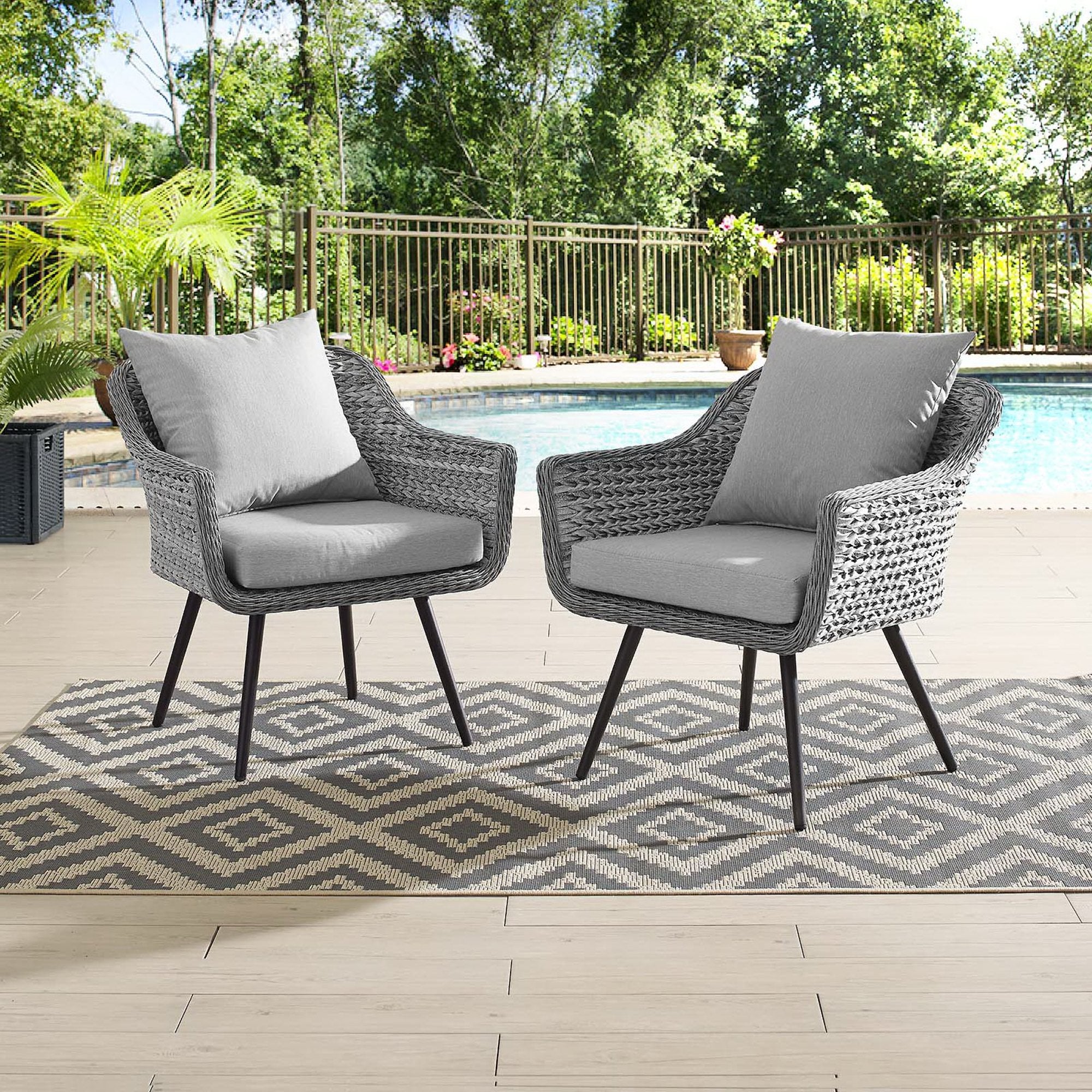 Modway Endeavor Outdoor Patio Wicker Rattan Armchair Set of 2