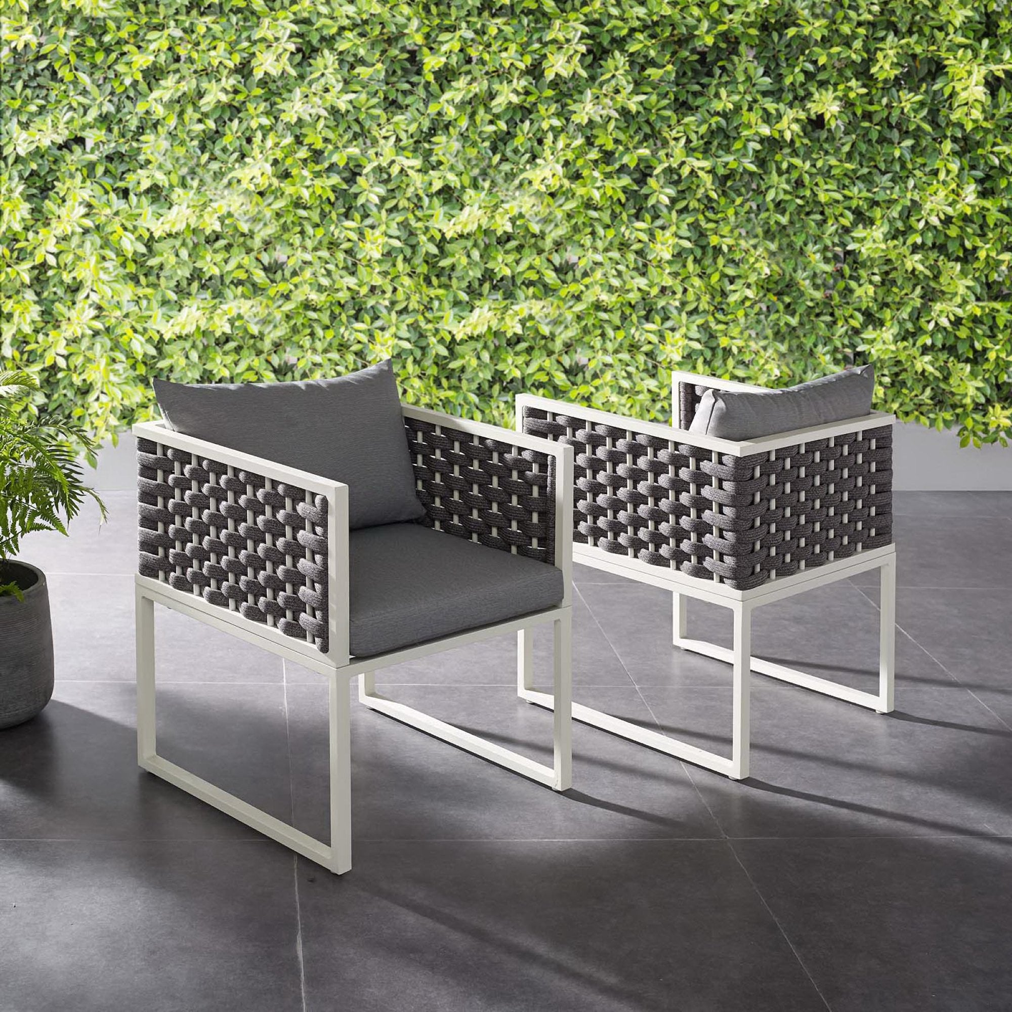 Modway Stance Outdoor Patio Aluminum Dining Armchair Set of 2
