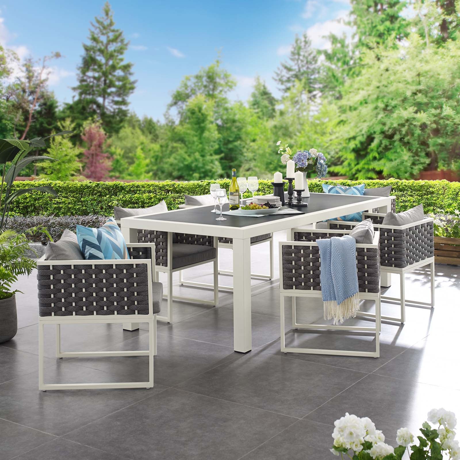Modway Stance 7 Piece Outdoor Patio Aluminum Dining Set
