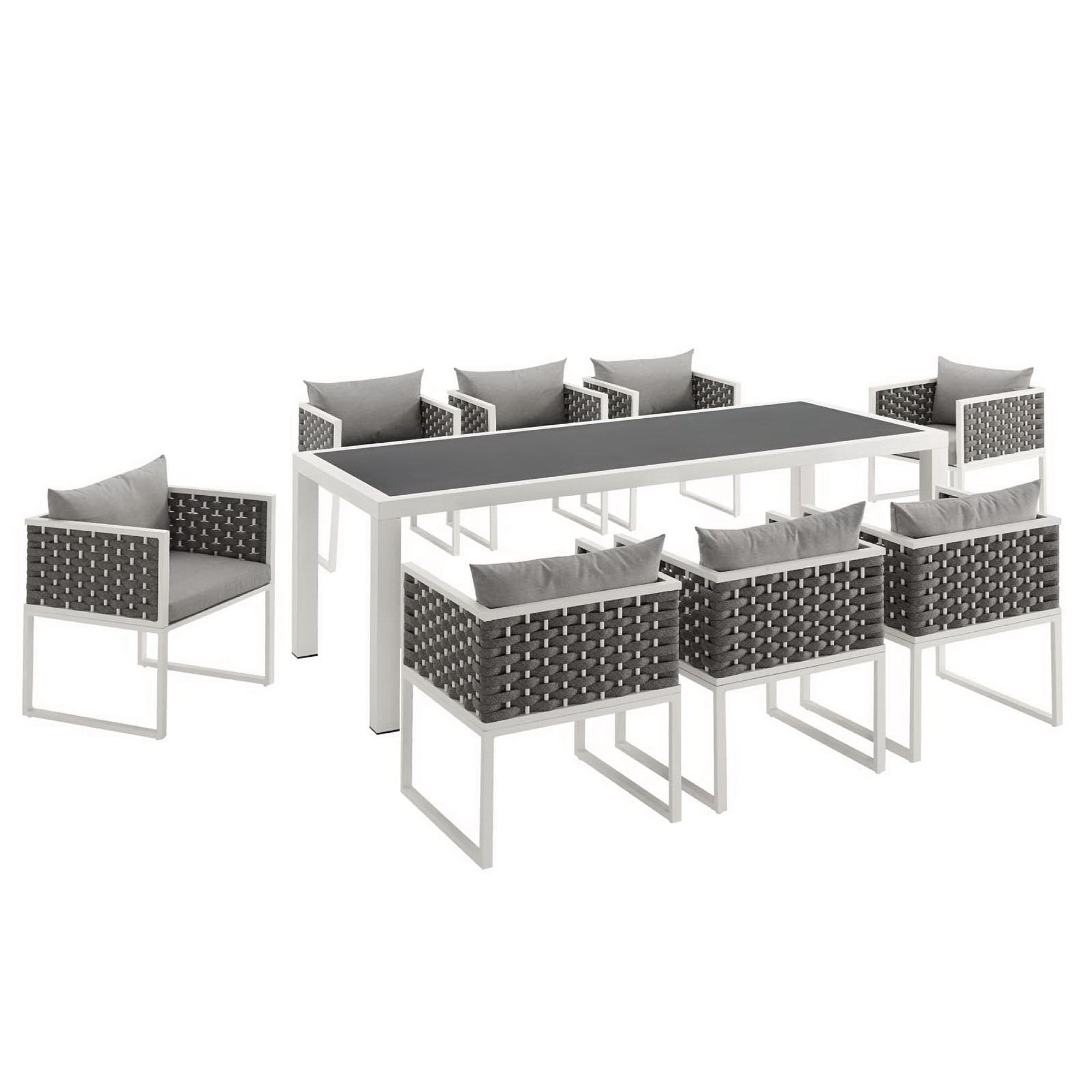 Modway Stance 9 Piece Outdoor Patio Aluminum Dining Set