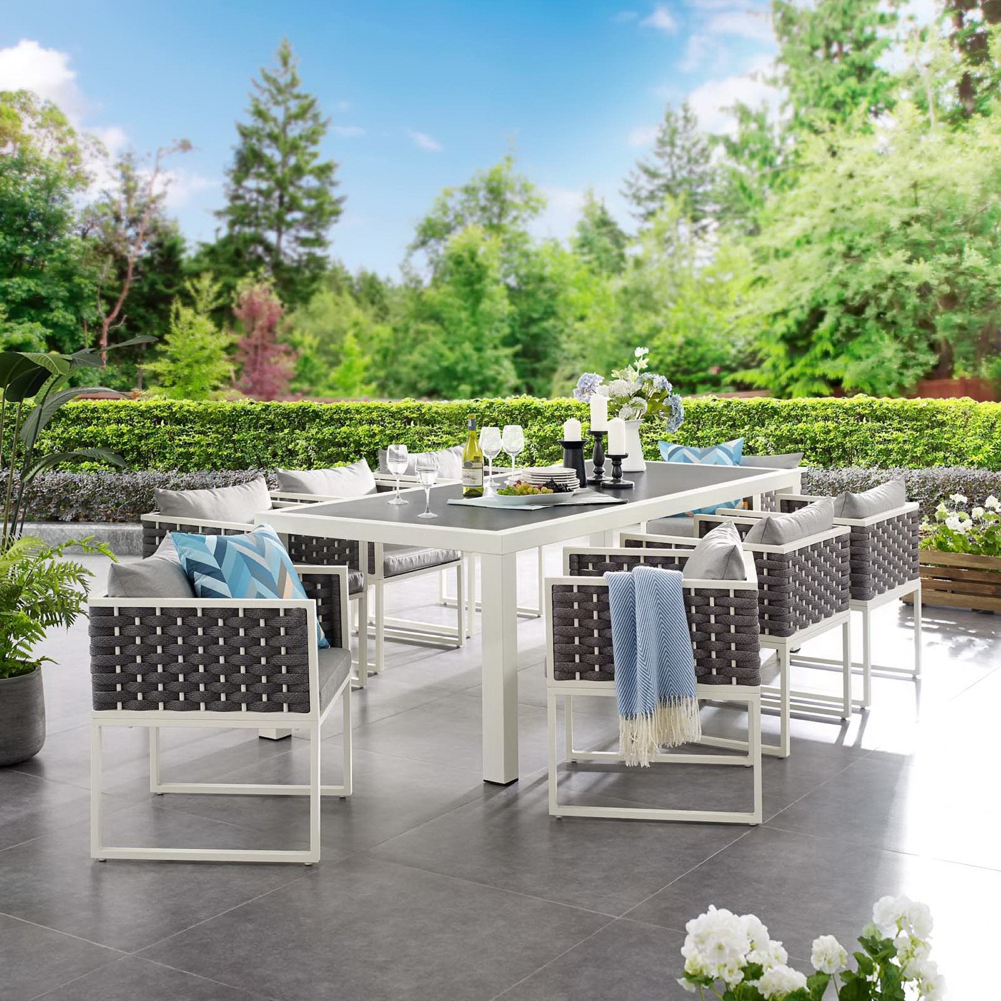 Modway Stance 9 Piece Outdoor Patio Aluminum Dining Set