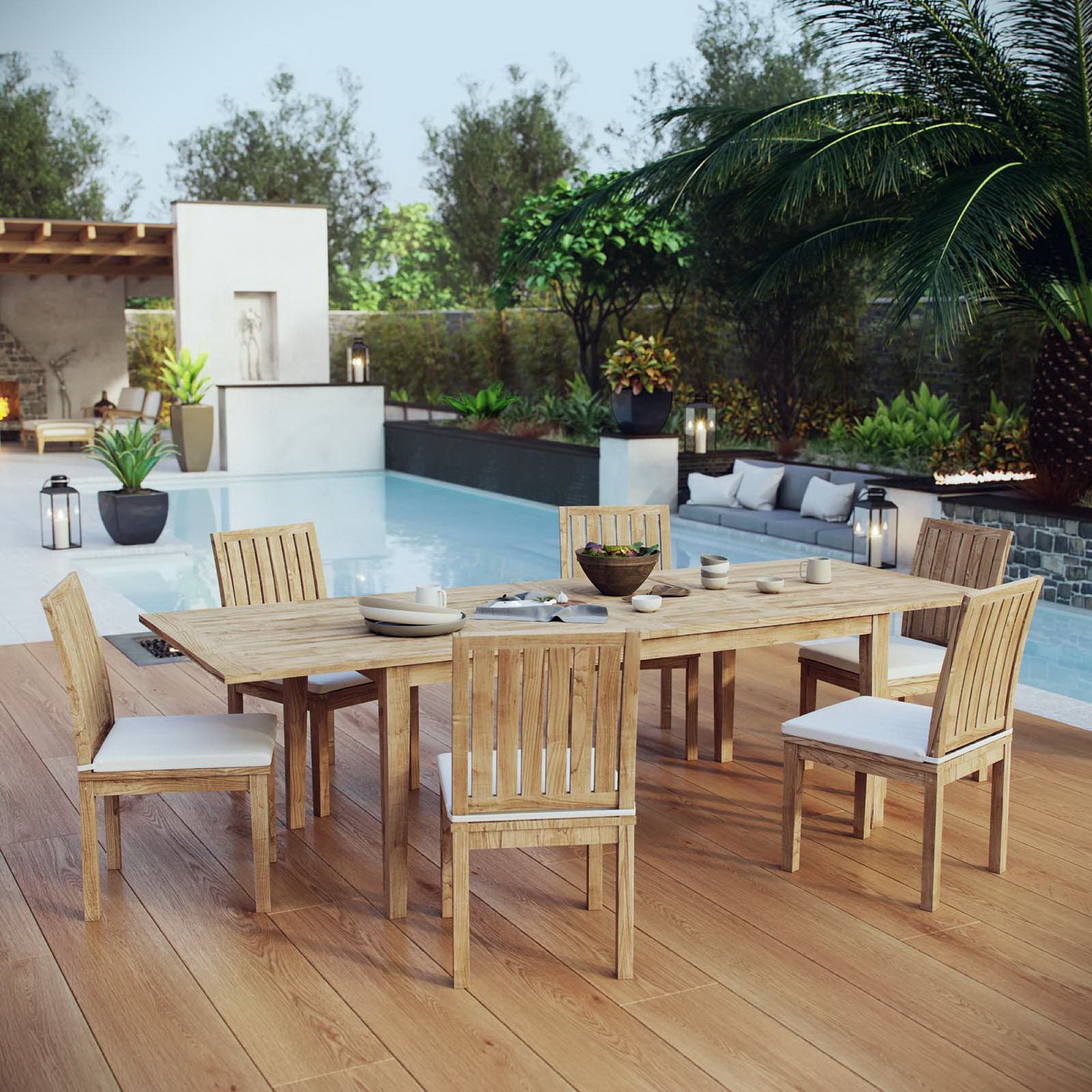Modway Marina 7 Piece Outdoor Patio Teak Dining Set