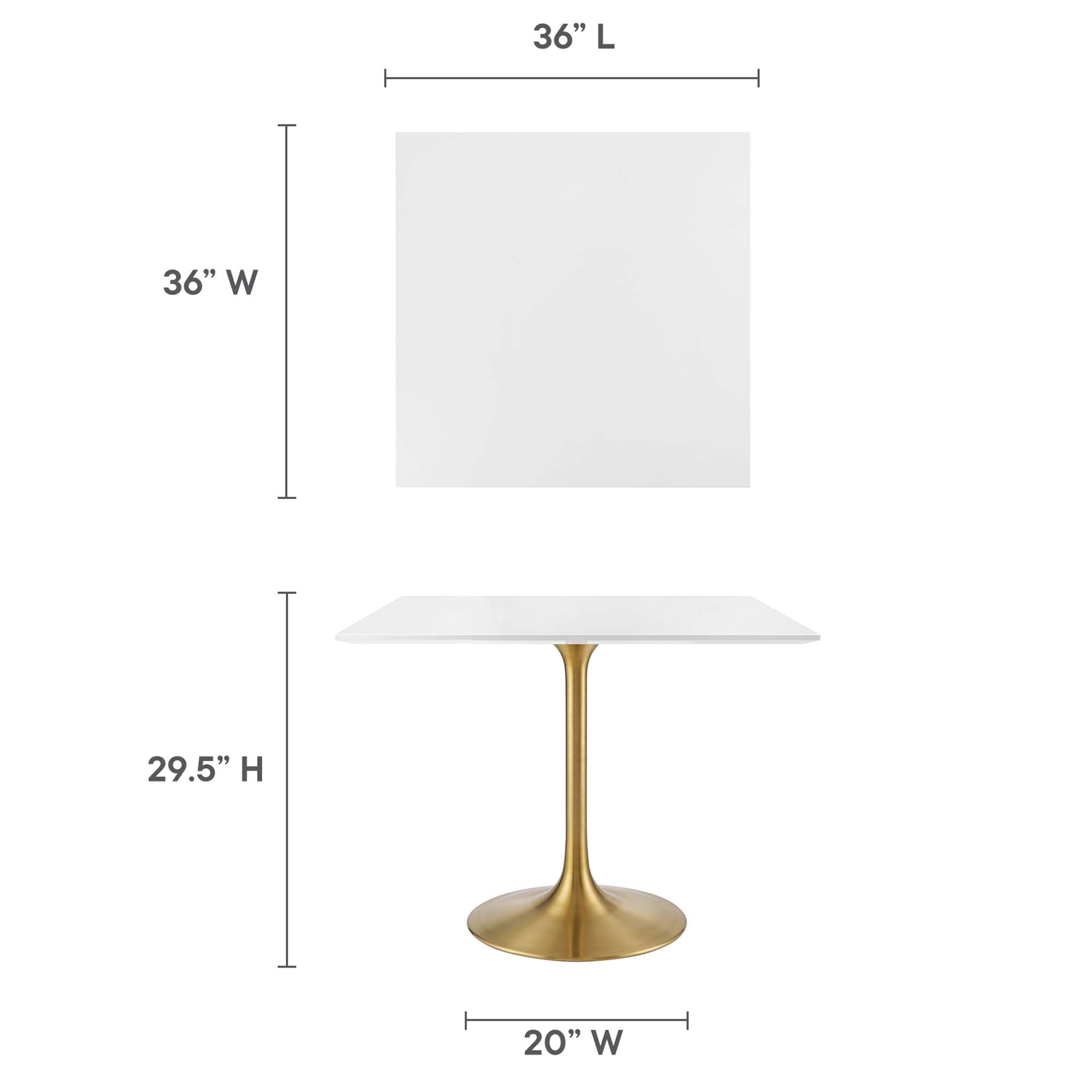 Modway Lippa 36" Square Wood Dining Table
