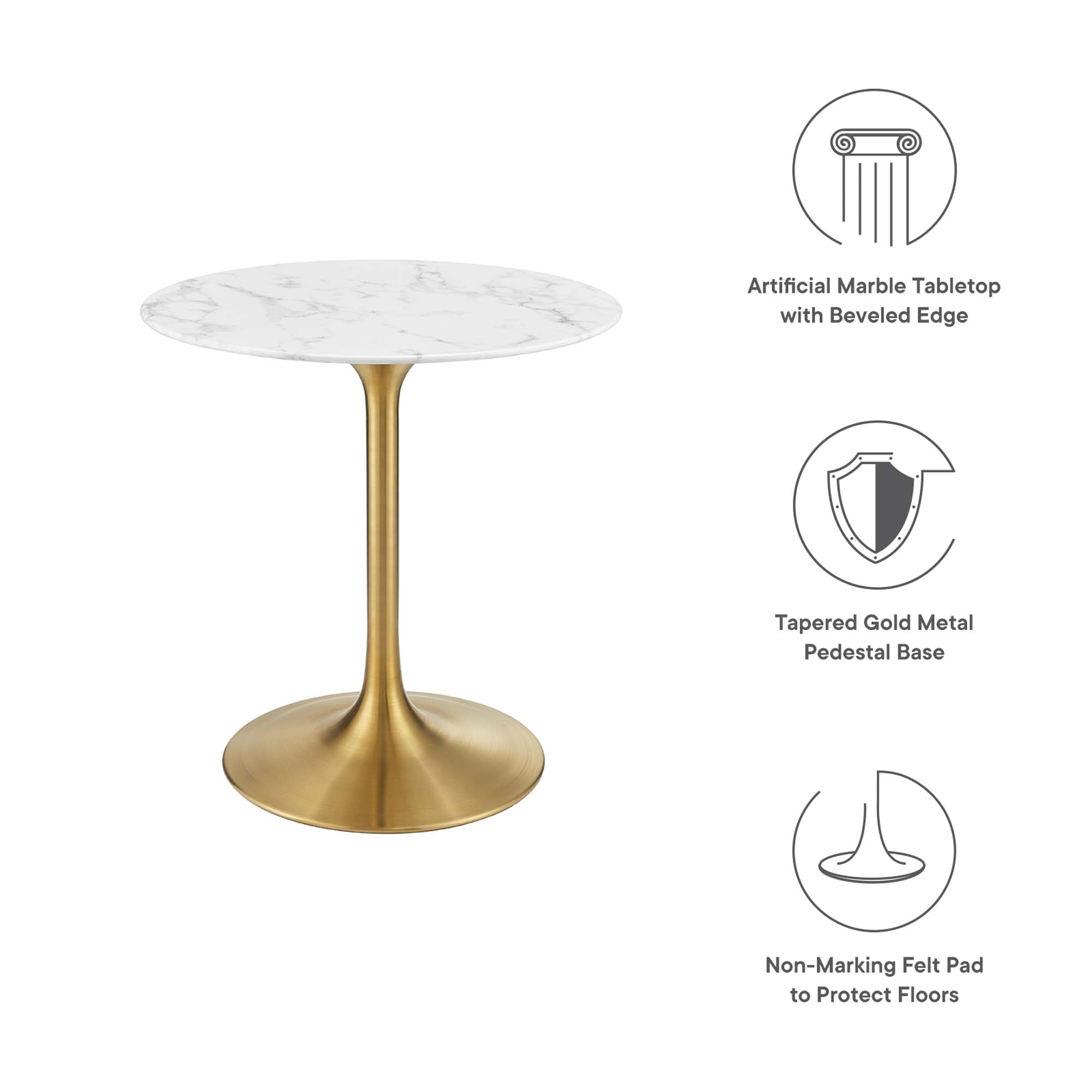 Modway Lippa 28" Round Faux Marble Dining Table