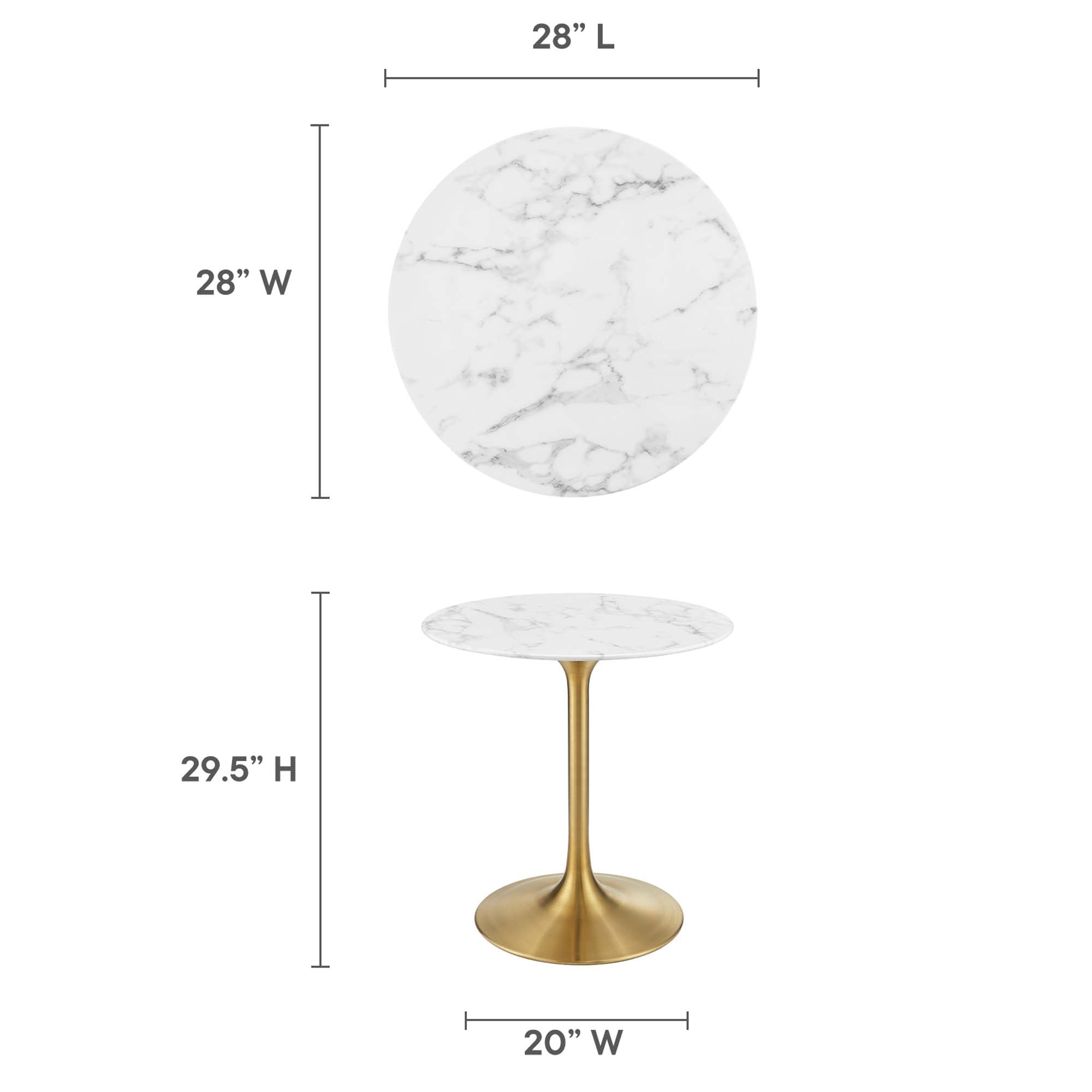 Modway Lippa 28" Round Faux Marble Dining Table