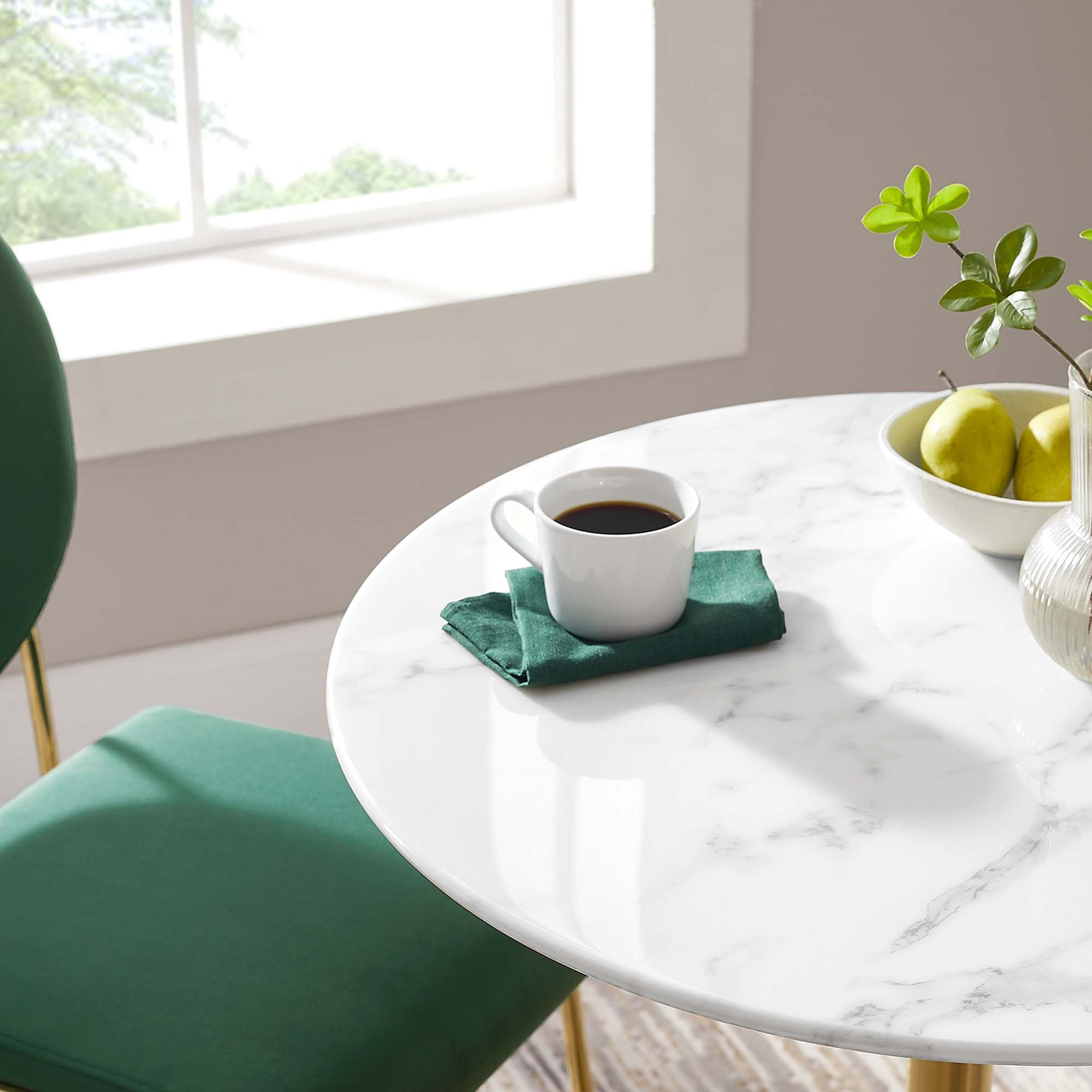 Modway Lippa 28" Round Faux Marble Dining Table