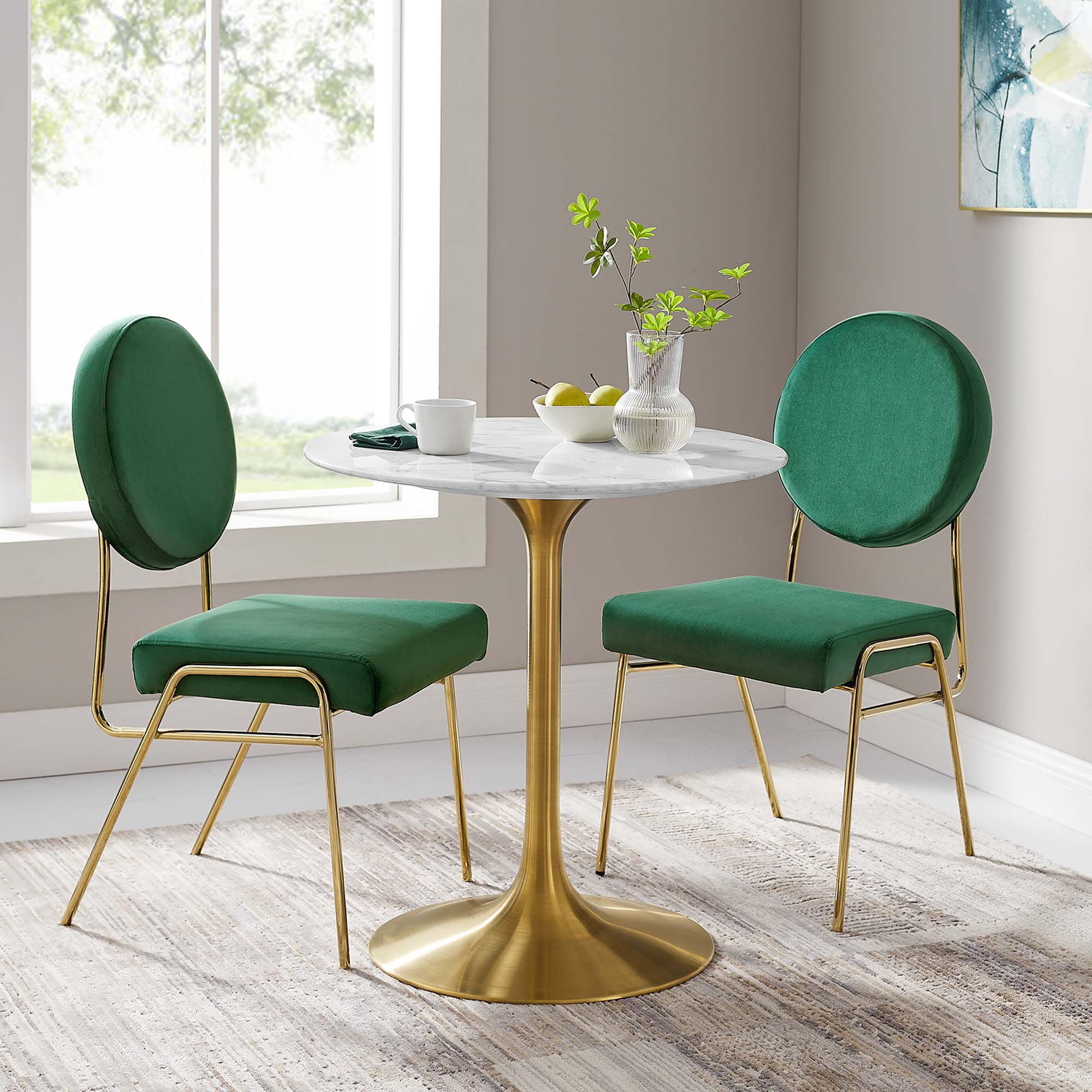 Modway Lippa 28" Round Faux Marble Dining Table