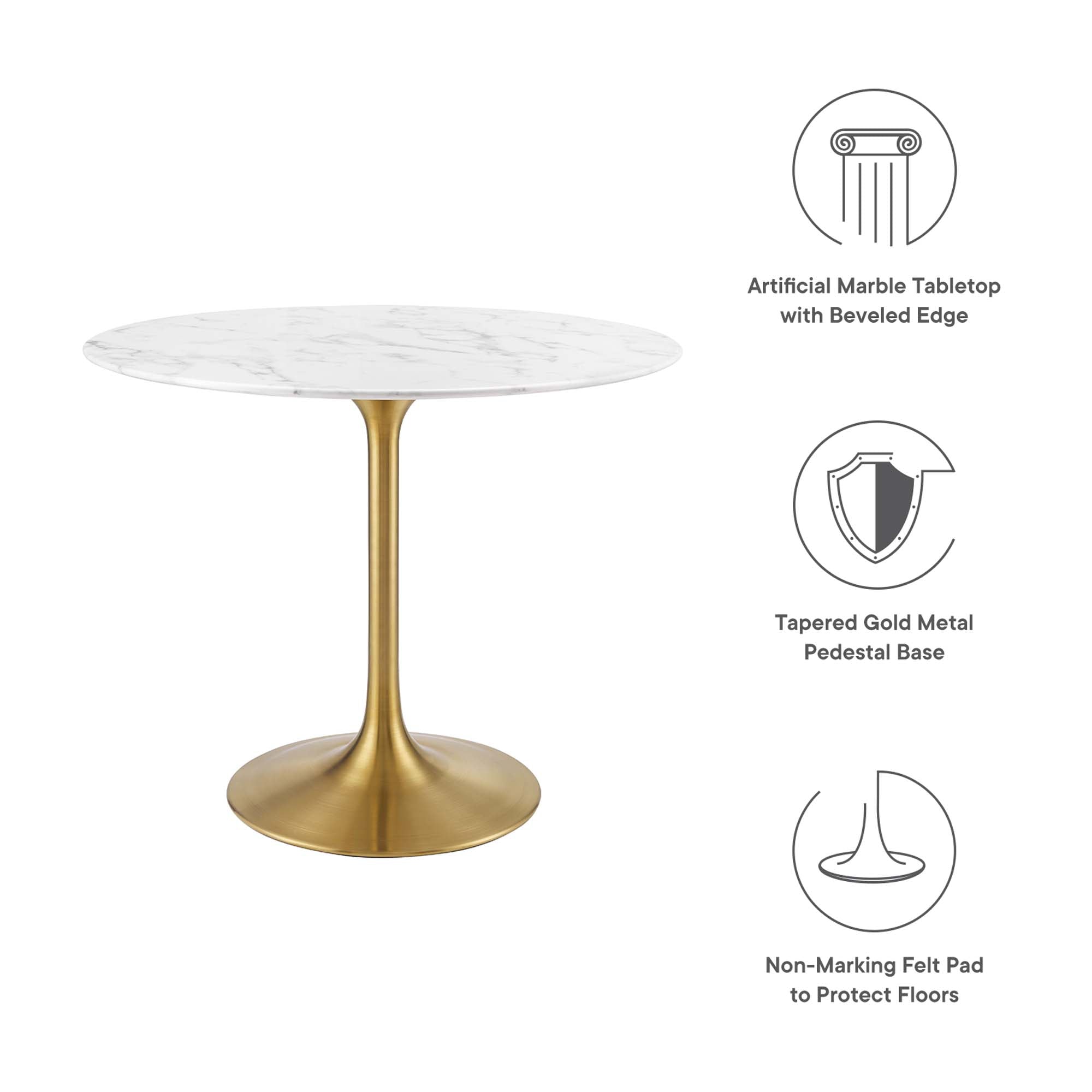 Modway Lippa 36" Round Faux Marble Dining Table