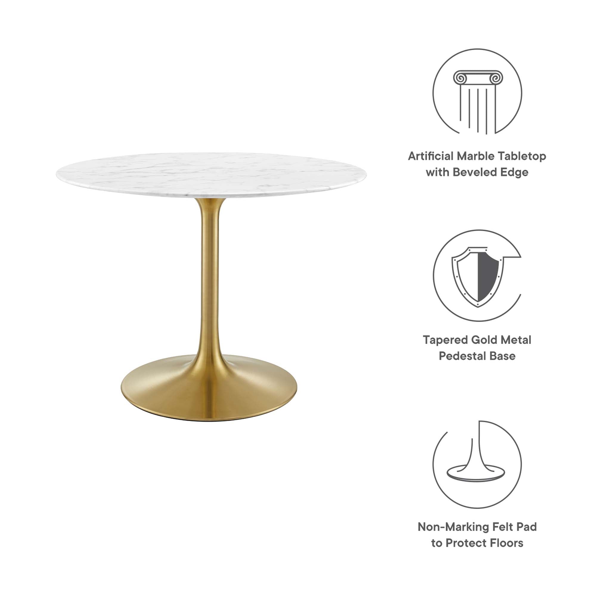 Modway Lippa 40" Round Faux Marble Dining Table