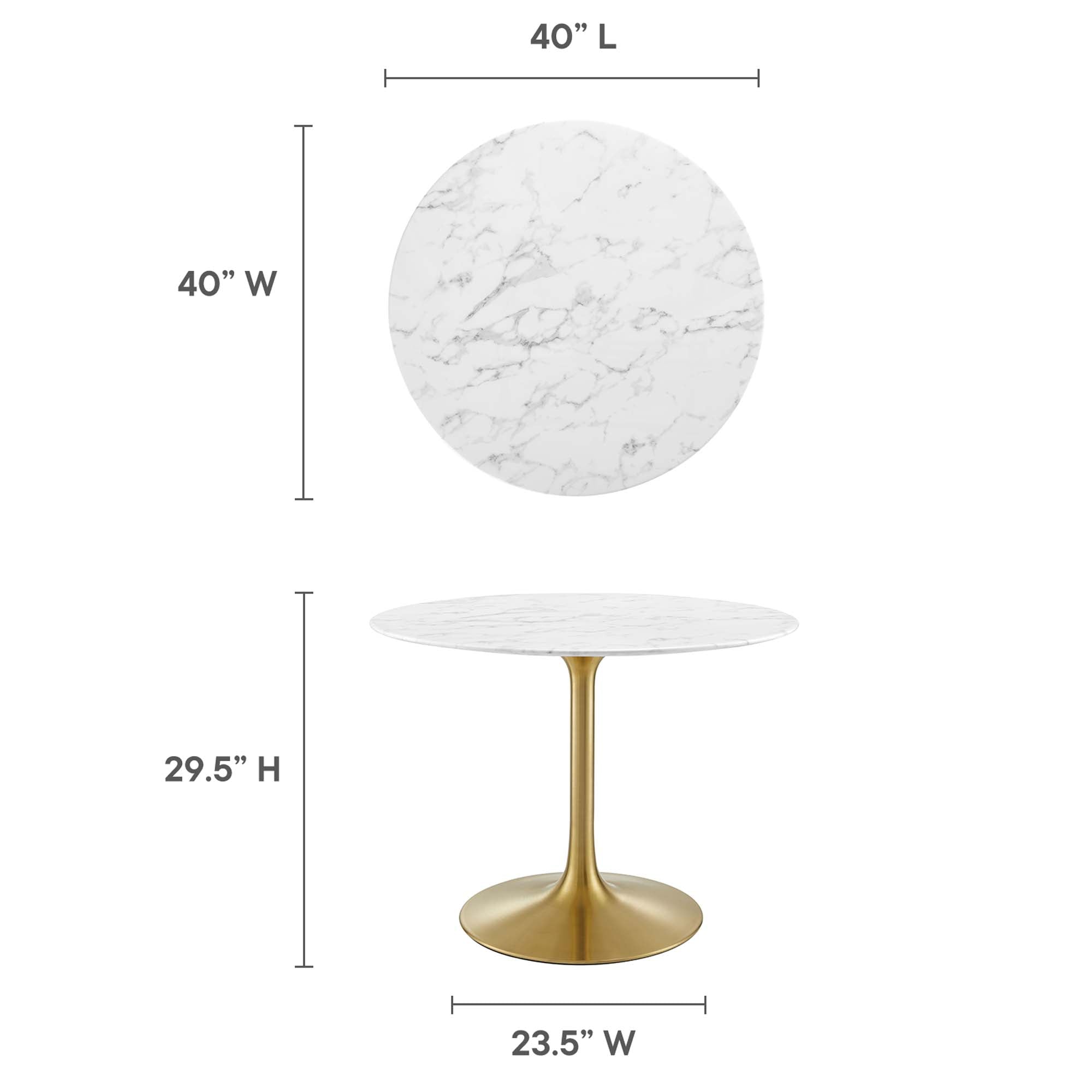 Modway Lippa 40" Round Faux Marble Dining Table