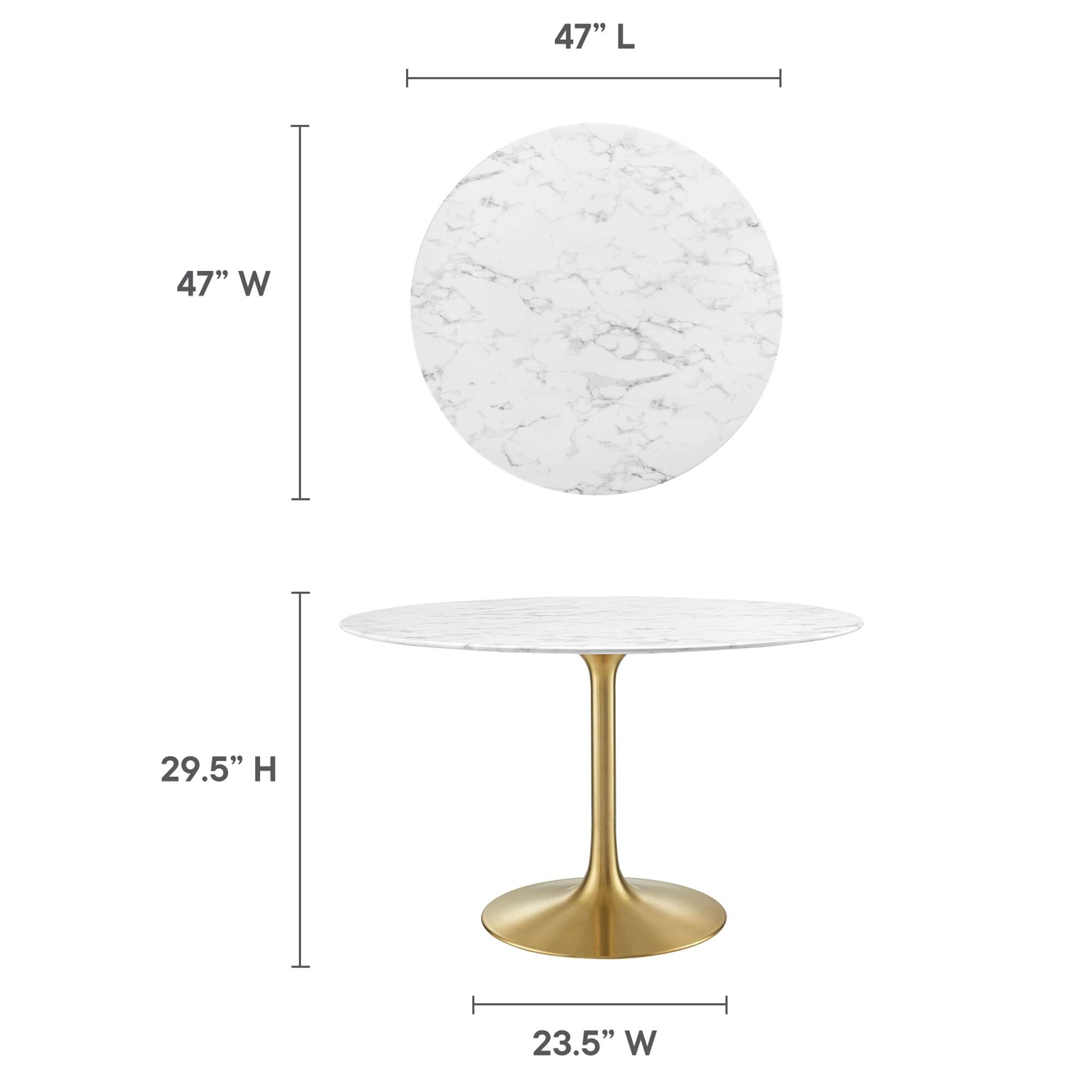 Modway Lippa 48" Round Faux Marble Dining Table