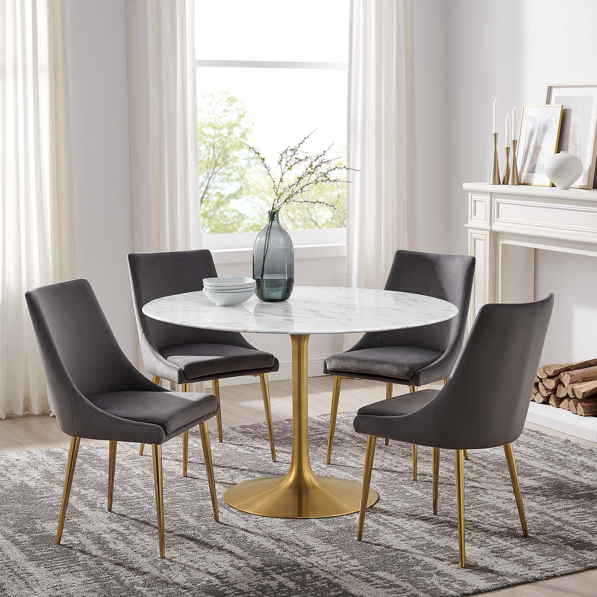 Modway Lippa 48" Round Faux Marble Dining Table