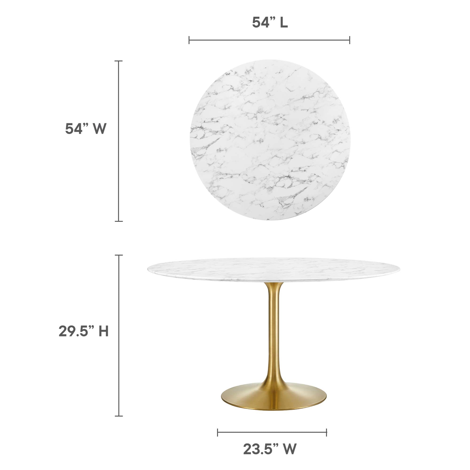 Modway Lippa 54" Round Faux Marble Dining Table