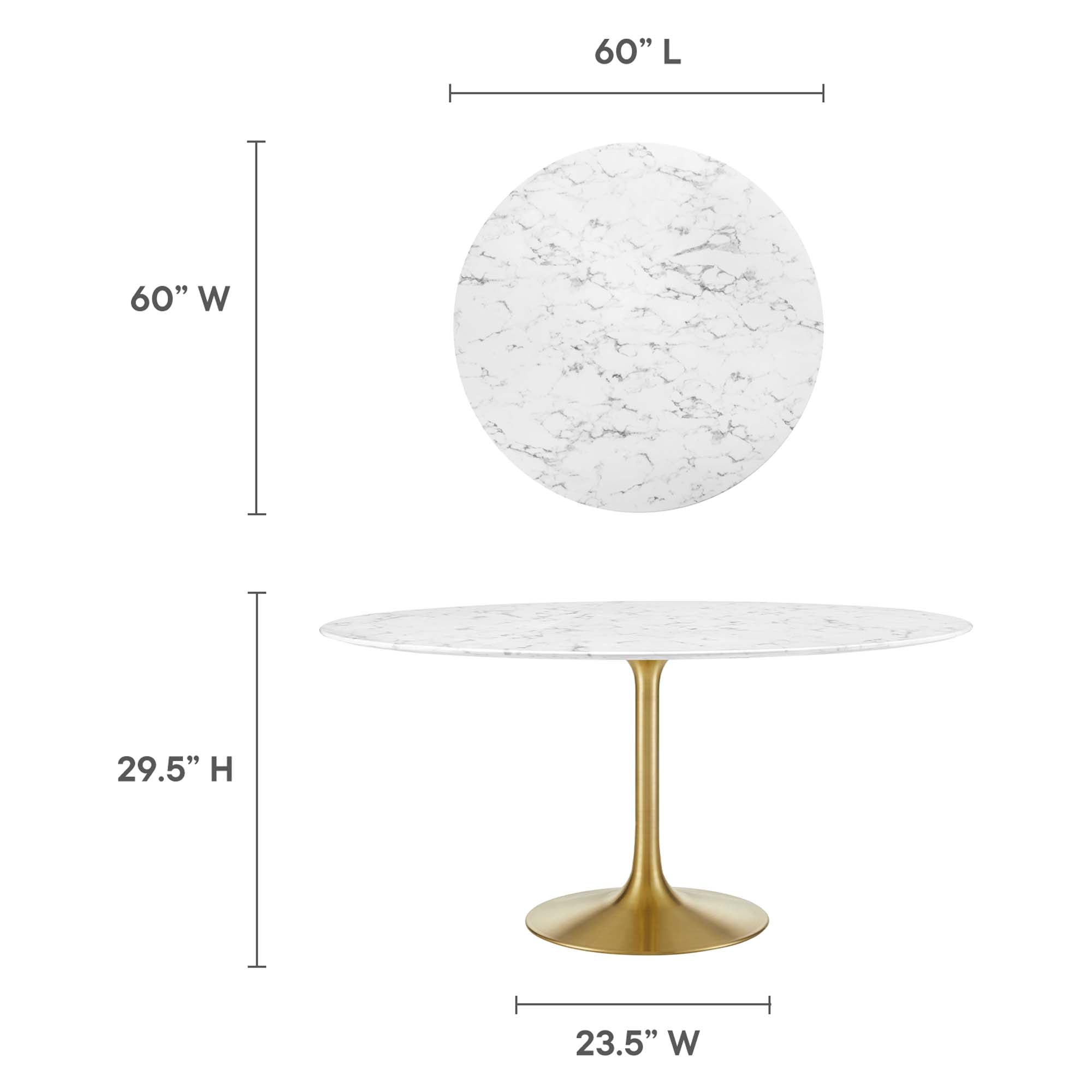Modway Lippa 60" Round Faux Marble Dining Table