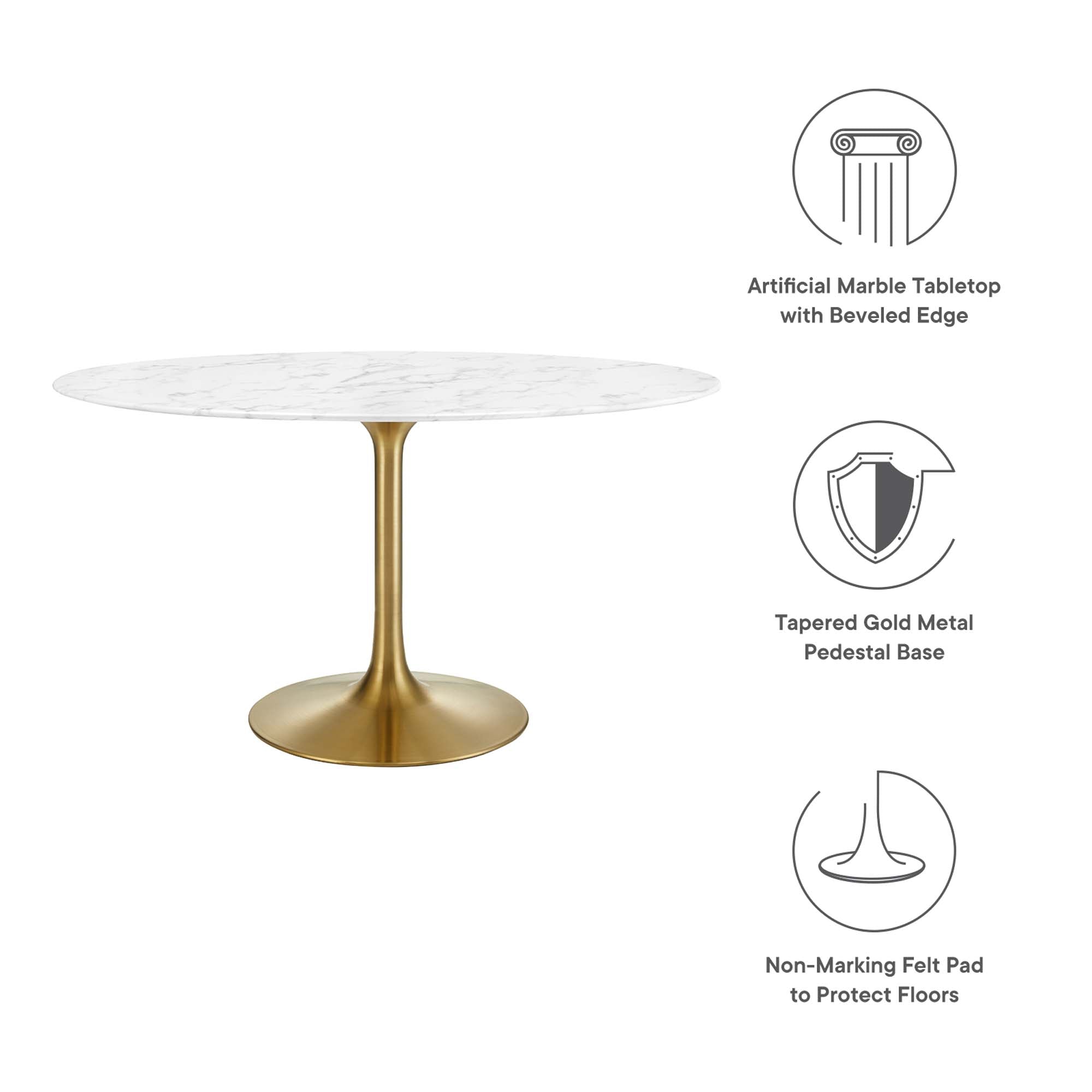 Modway Lippa 54" Oval Faux Marble Dining Table