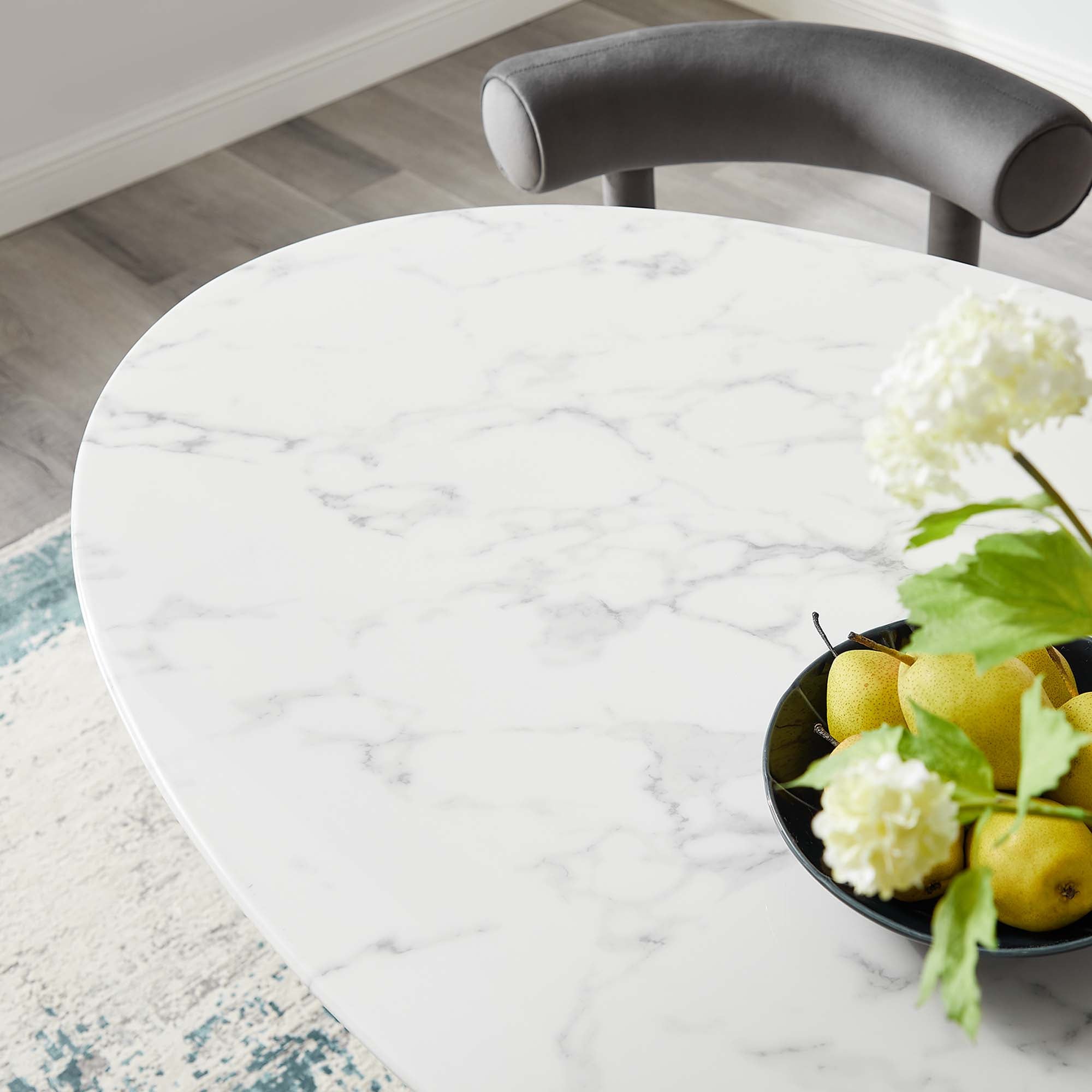 Modway Lippa 54" Oval Faux Marble Dining Table