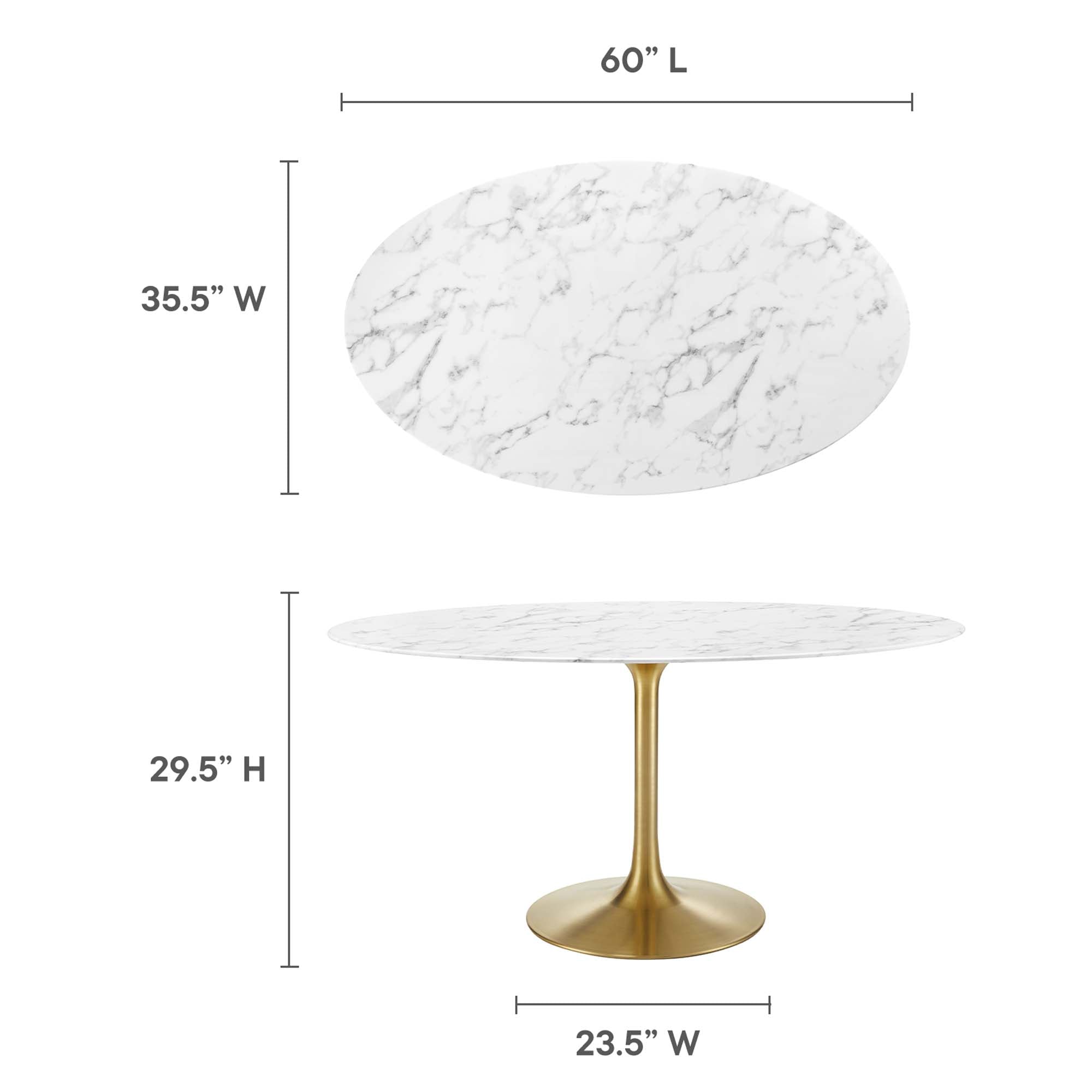 Modway Lippa 60" Oval Faux Marble Dining Table