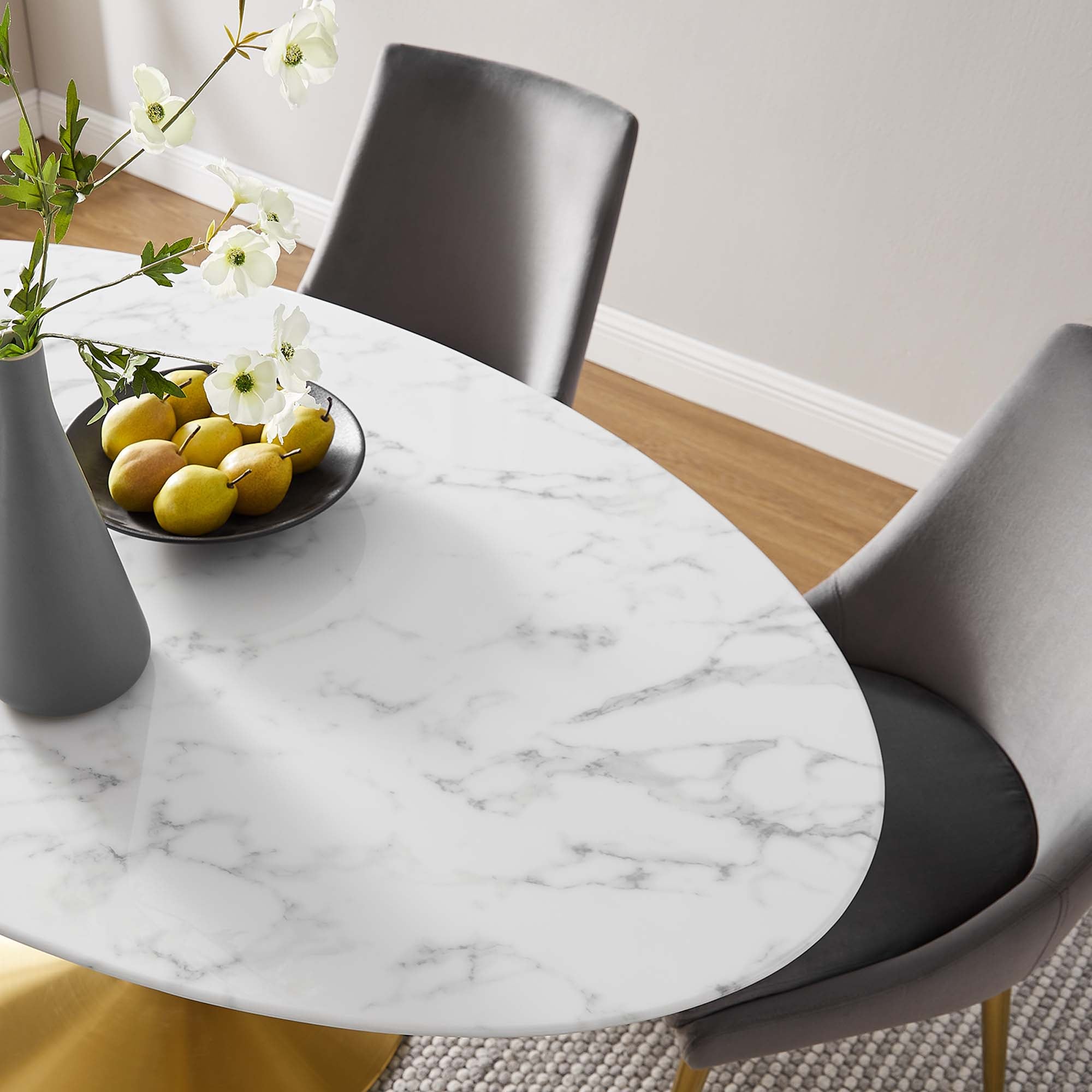 Modway Lippa 60" Oval Faux Marble Dining Table