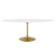 Modway Lippa 78" Oval Faux Marble Dining Table