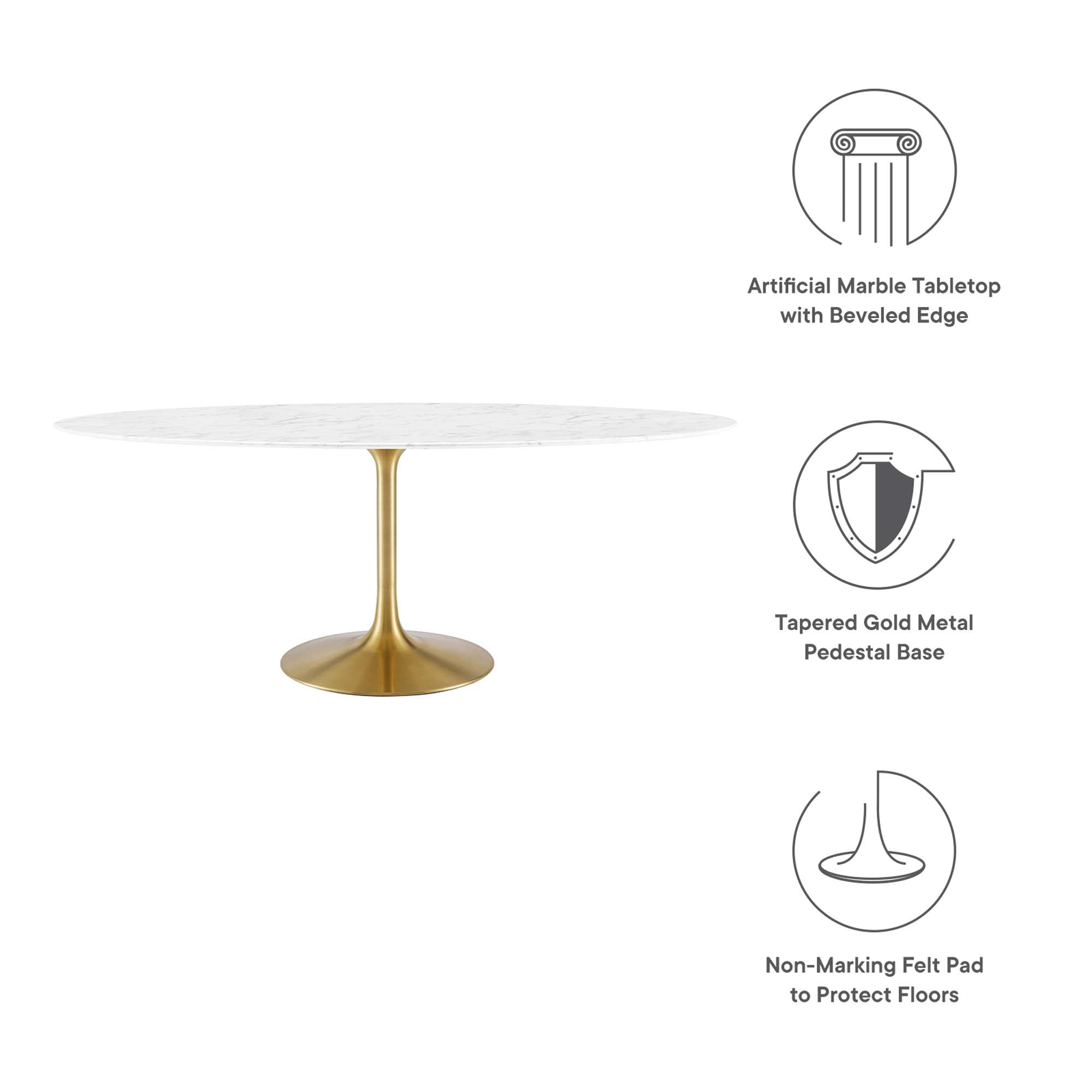 Modway Lippa 78" Oval Faux Marble Dining Table