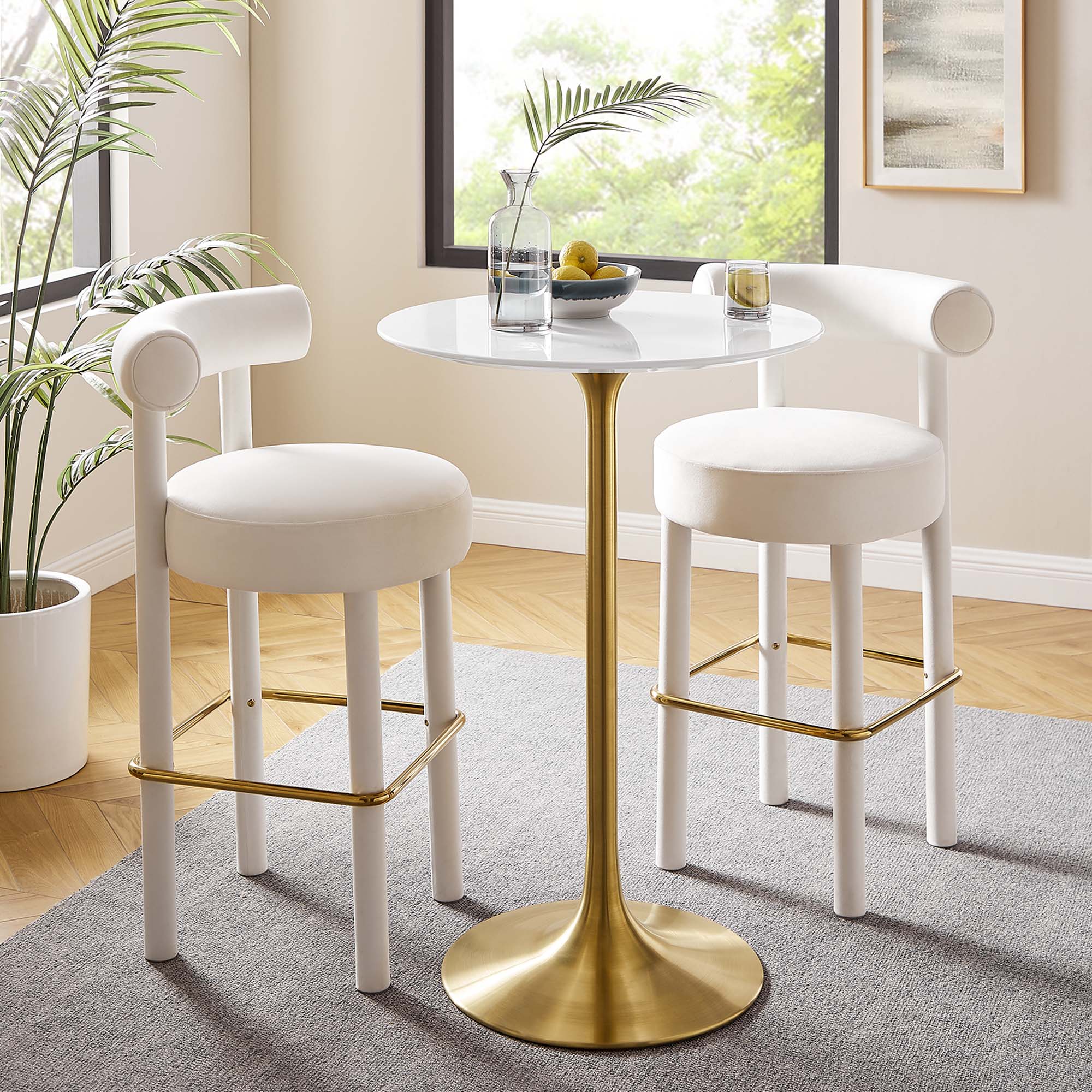 Modway Lippa 28" Round Wood Bar Table